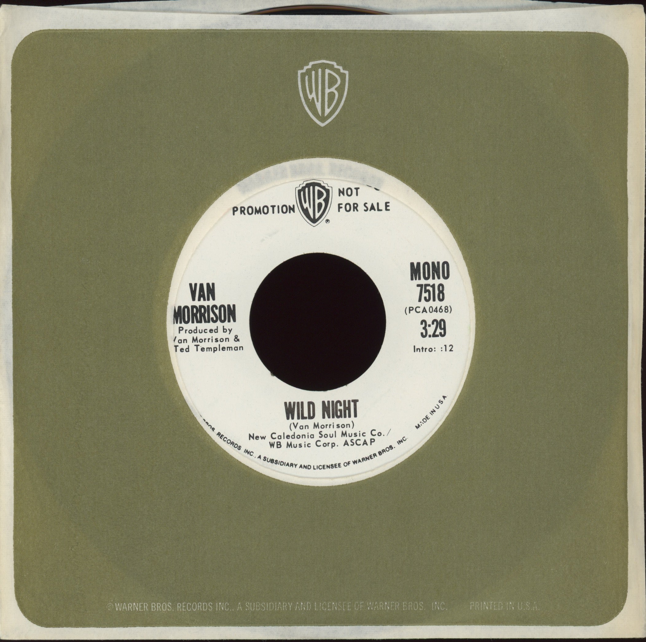 Van Morrison - Wild Night on Warner Bros Promo