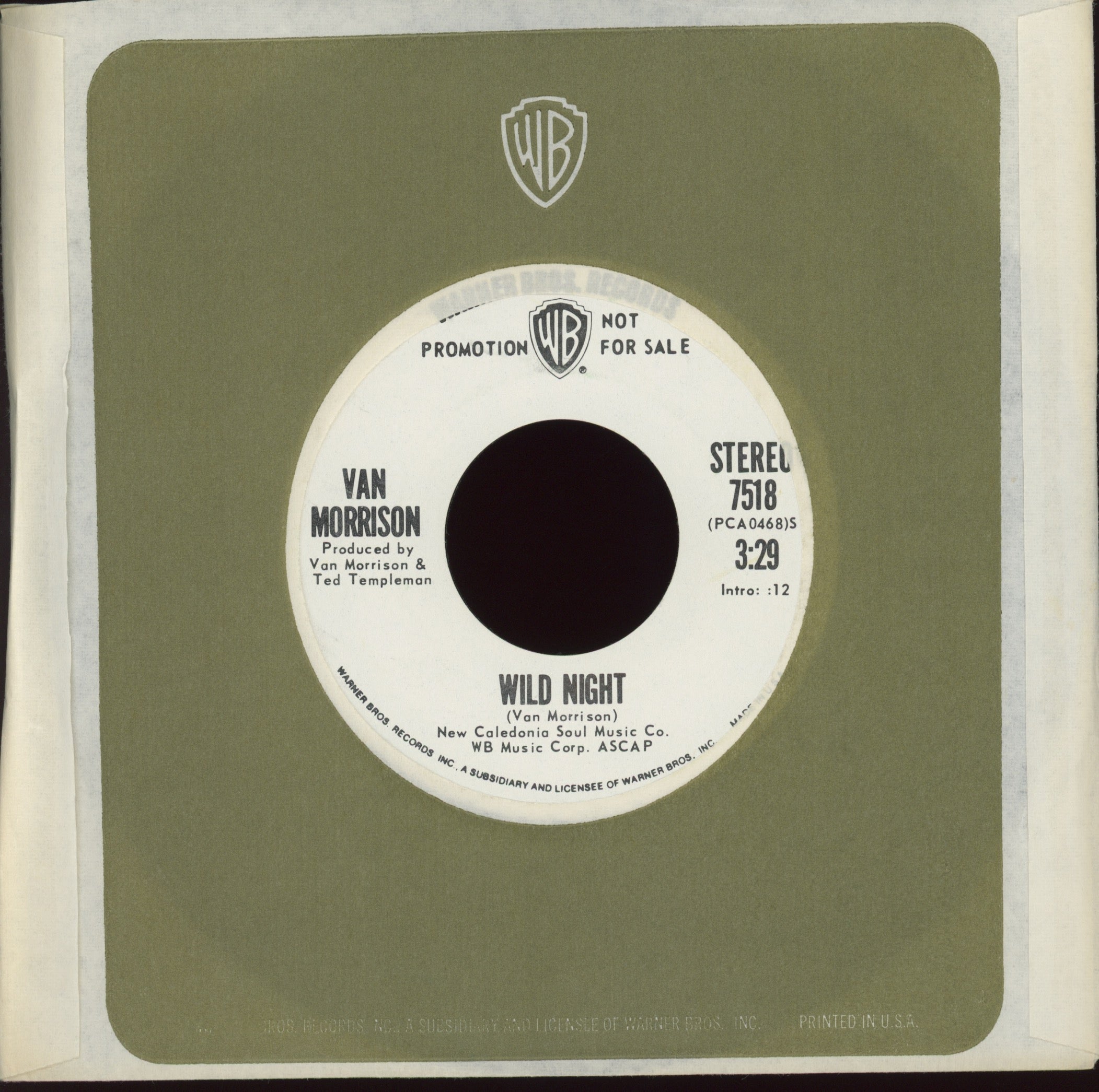 Van Morrison - Wild Night on Warner Bros Promo