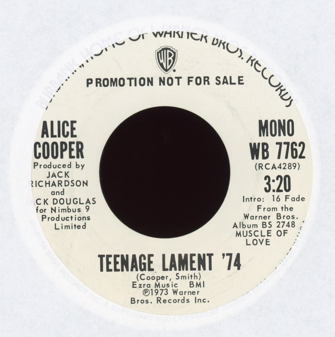 Alice Cooper - Teenage Lament '74 on Warner Bros Promo