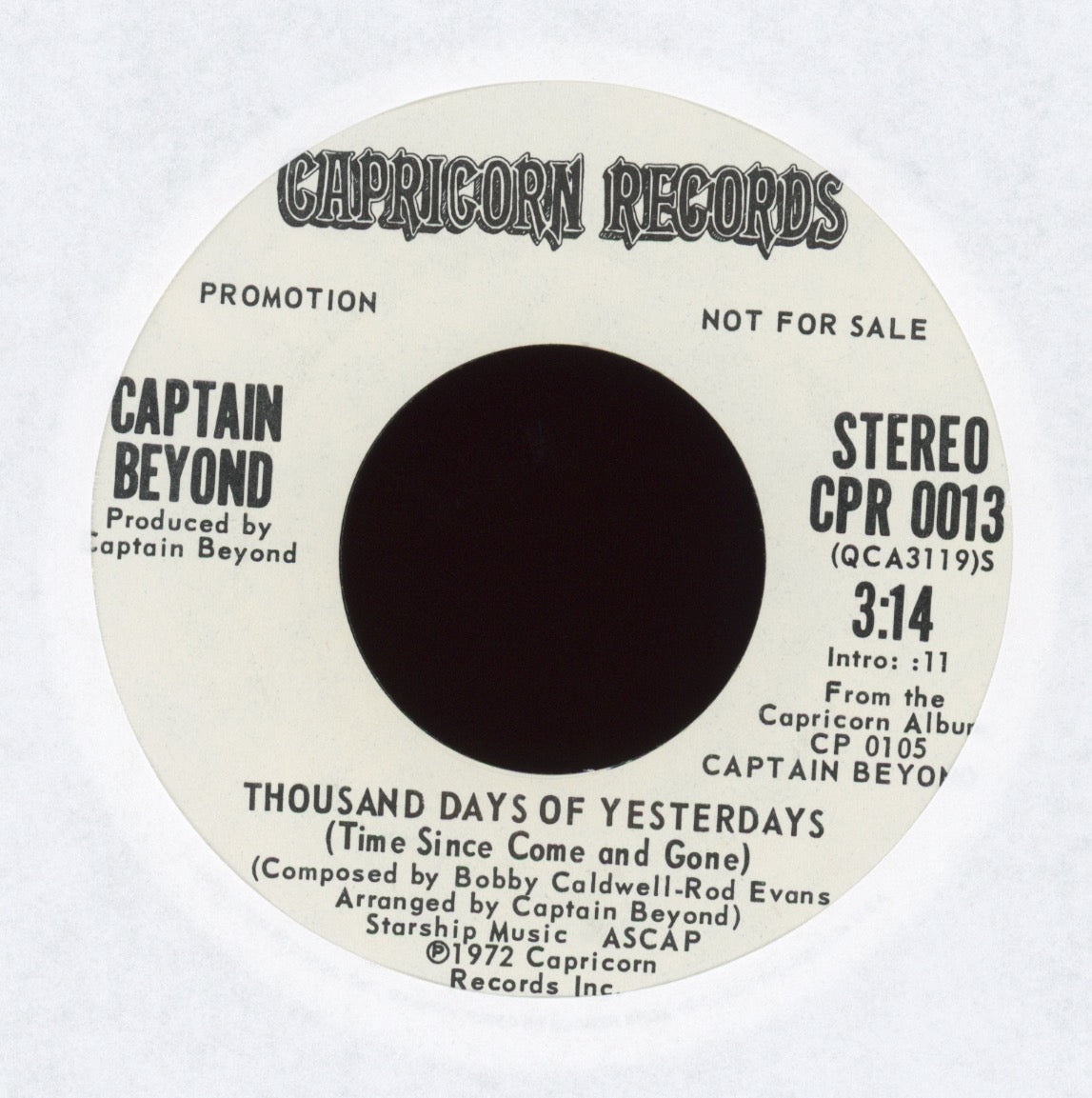 Captain Beyond - Thousand Days Of Yesterdays on Capricorn Promo