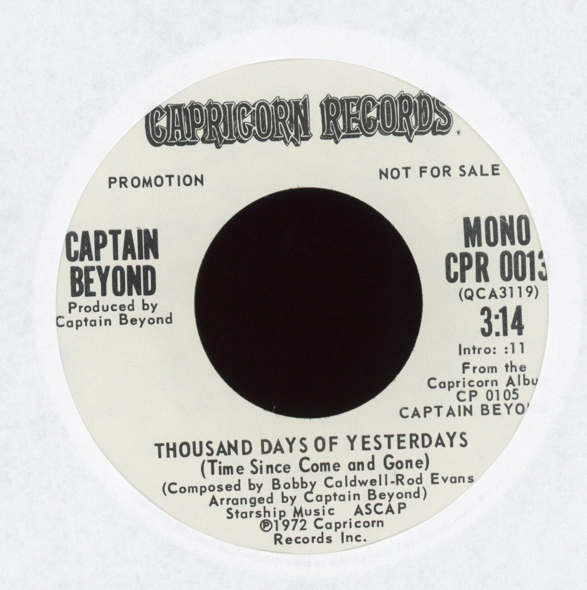 Captain Beyond - Thousand Days Of Yesterdays on Capricorn Promo