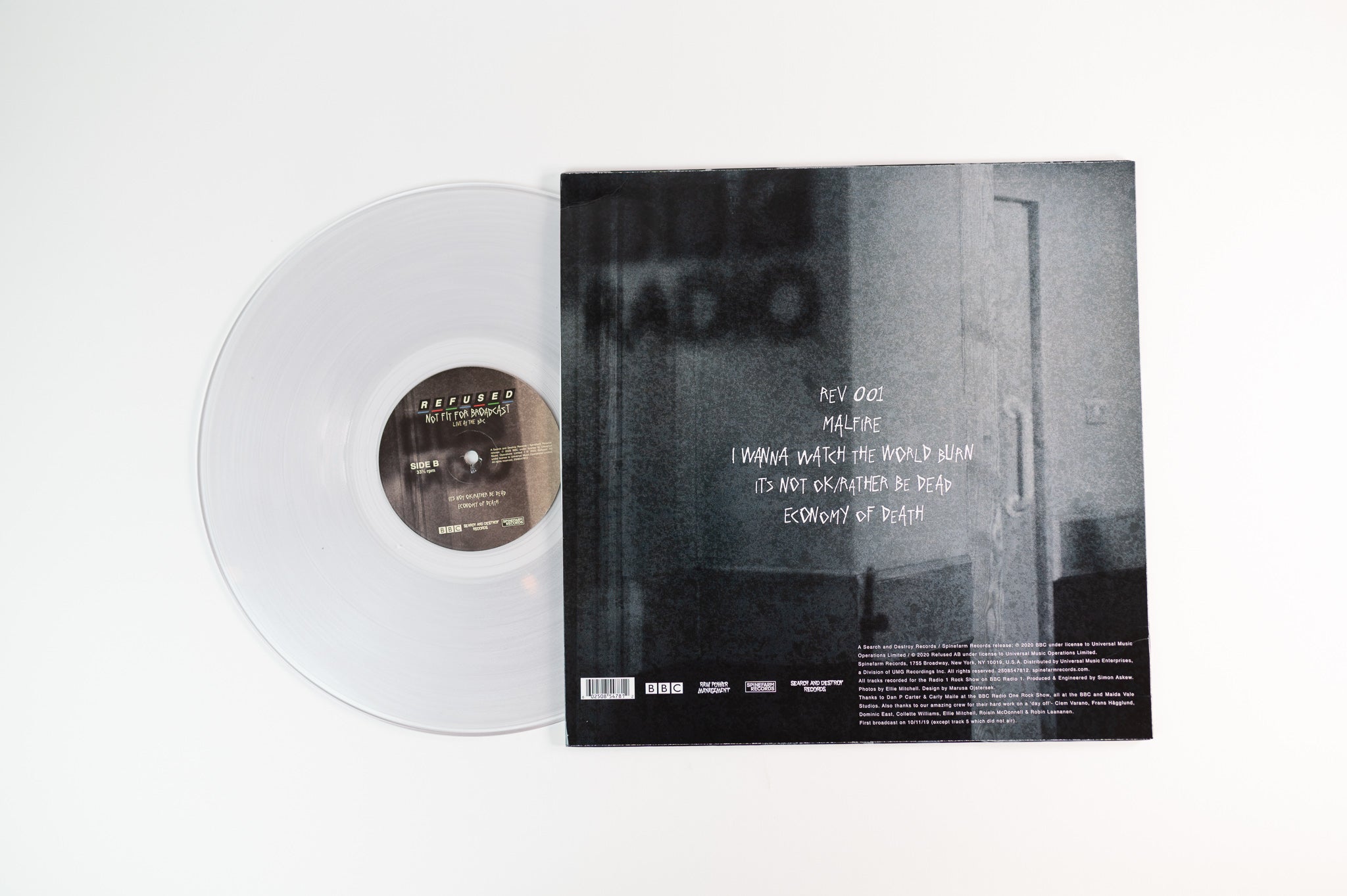 Refused - Not Fit For Broadcast (Live At The BBC) on Search & Destroy Ltd RSD 2020 Clear Vinyl