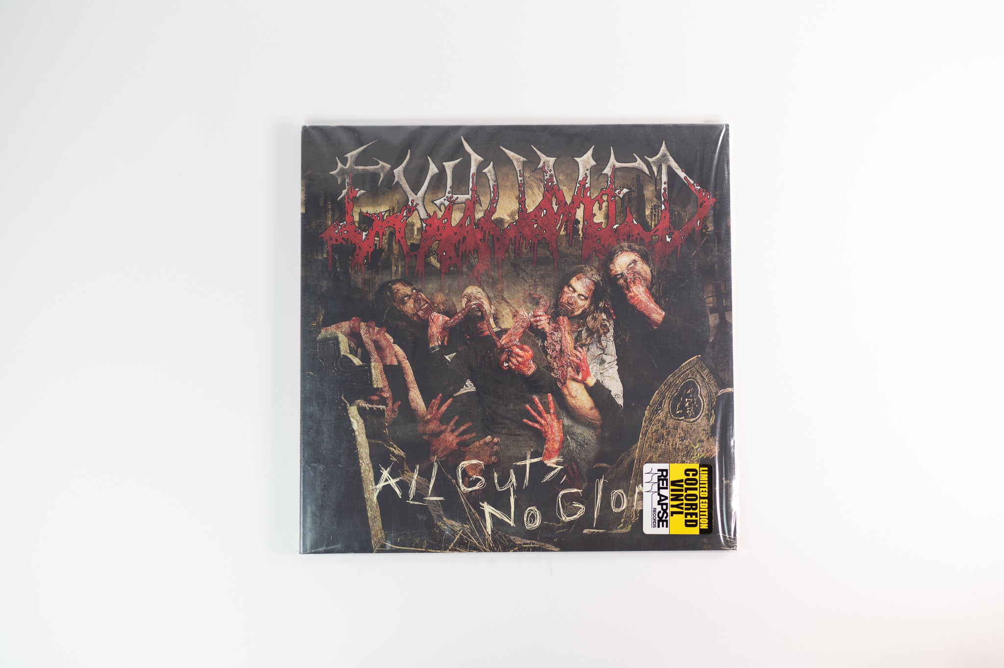 Exhumed - All Guts, No Glory on Relapse Ltd Sawblade Shaped Red Vinyl