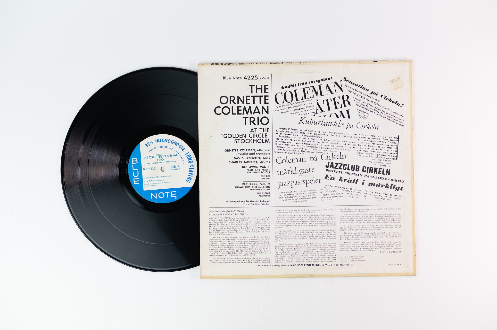 The Ornette Coleman Trio - At The "Golden Circle" Stockholm - Volume Two on Blue Note BLLP 4225 Mono New York