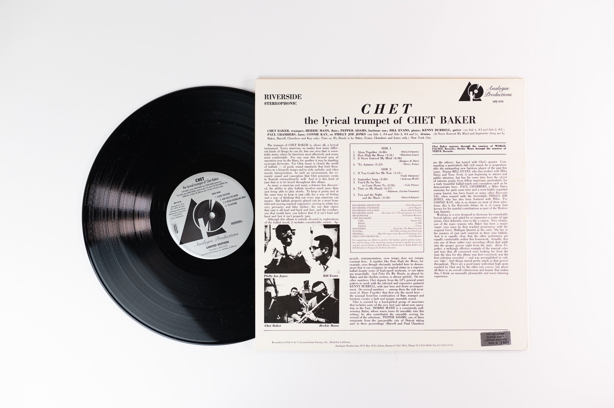Chet Baker - Chet on Analogue Productions Limited Numbered 180 Gram Reissue