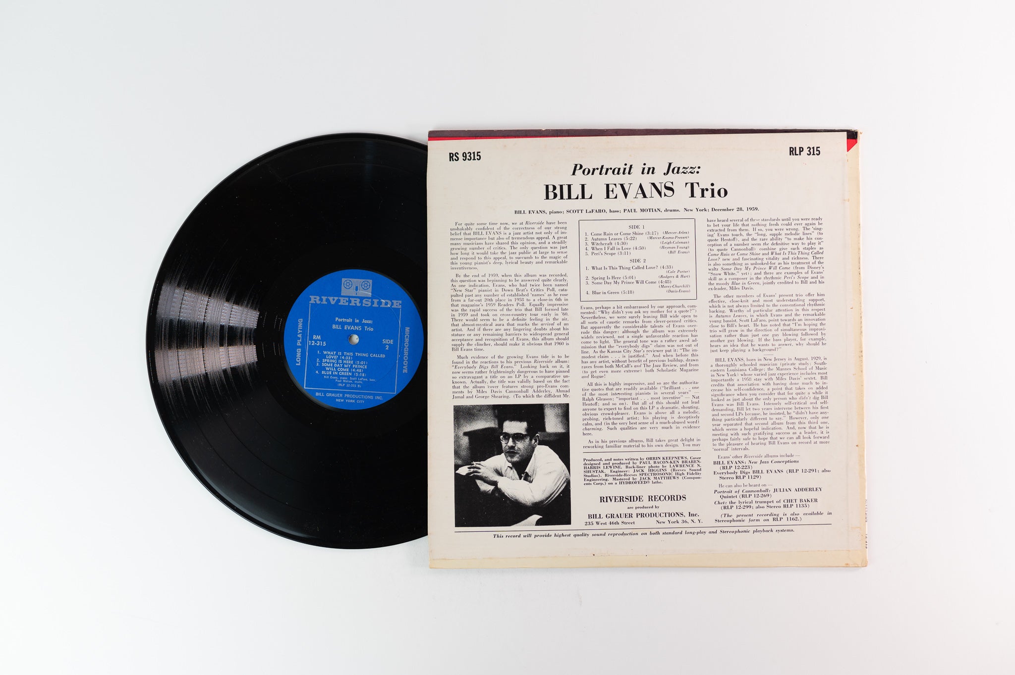 The Bill Evans Trio - Portrait In Jazz on Riverside Mono Not Deep Groove