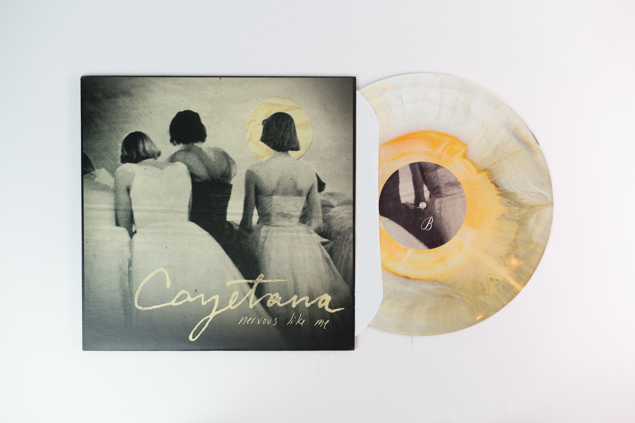 Cayetana - Nervous Like Me on Tiny Engines White with Gold and Black Starburst