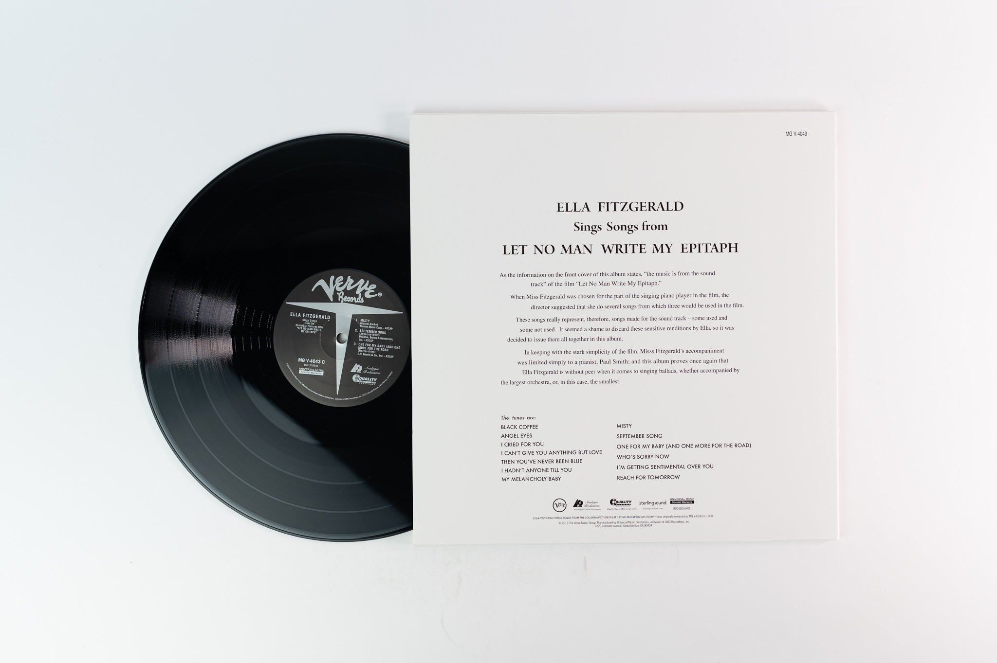 Ella Fitzgerald - Ella Fitzgerald Sings Songs From Let No Man Write My Epitaph 200 Gram Analogue Productions Reissue