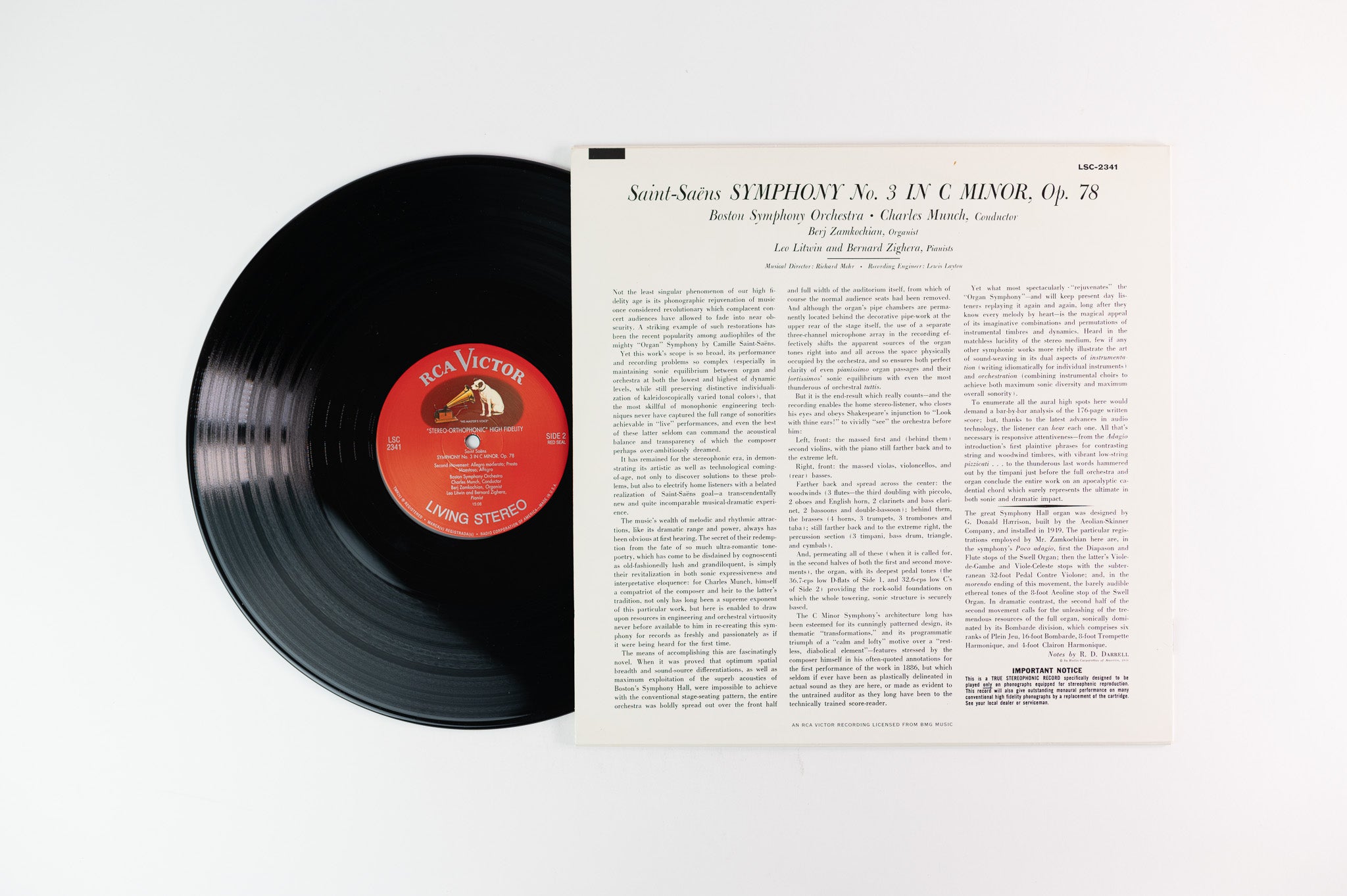 Munch & Boston Symphony -Saint-Saëns -(Symphony No. 3) on RCA Classic Records Reissue