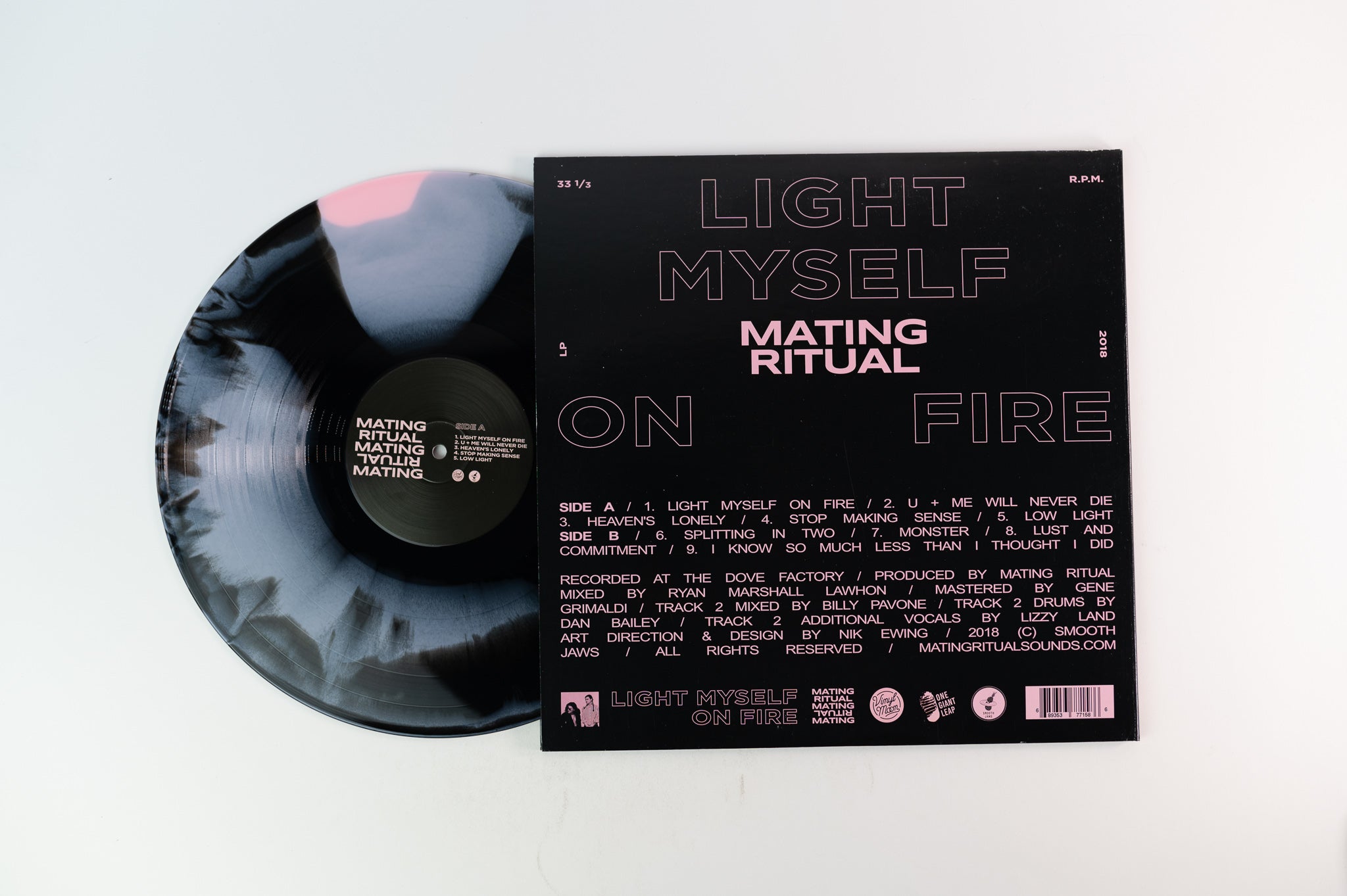 Mating Ritual - Light Myself On Fire on Vinyl Moon Limited Black and Pink Smash