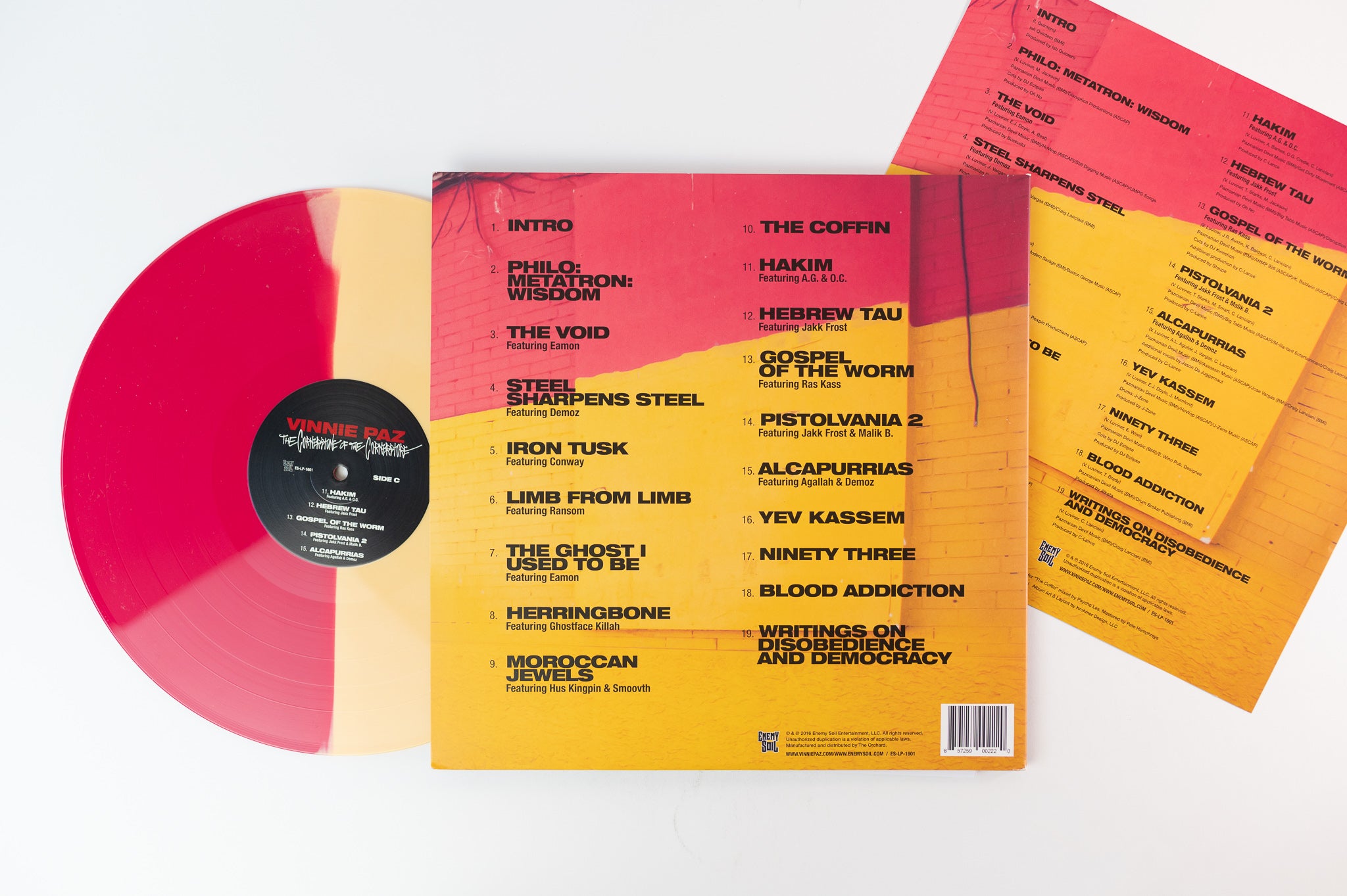 Vinnie Paz - The Cornerstone Of The Corner Store on Enemy Soil Red / Yellow Vinyl
