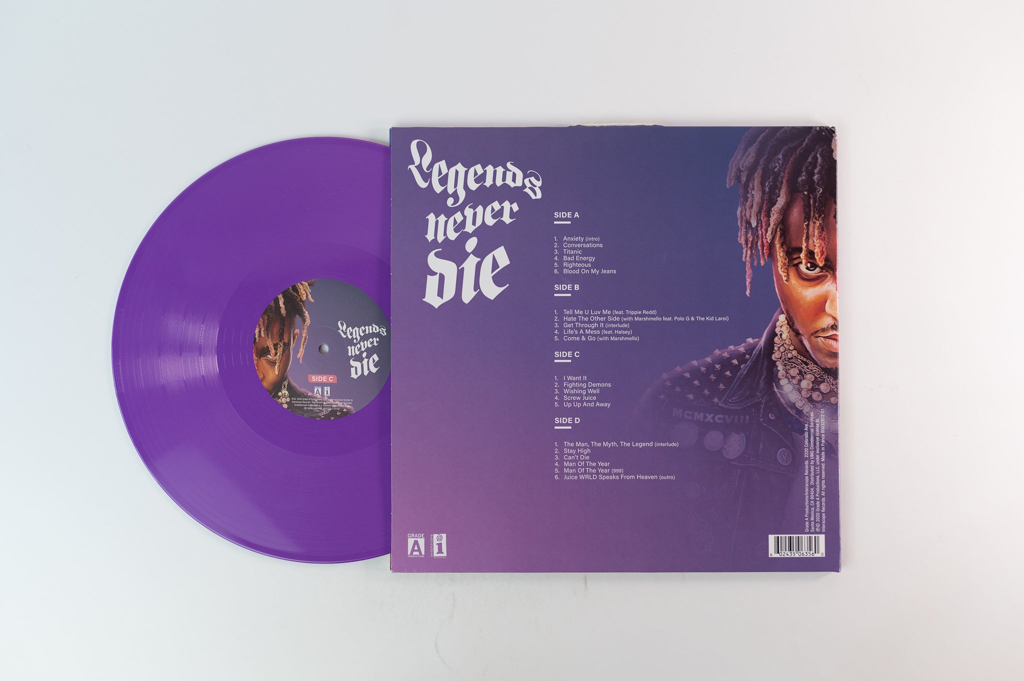 Juice WRLD - Legends Never Die on Grade A Productions Limited Purple Vinyl Alternate Cover