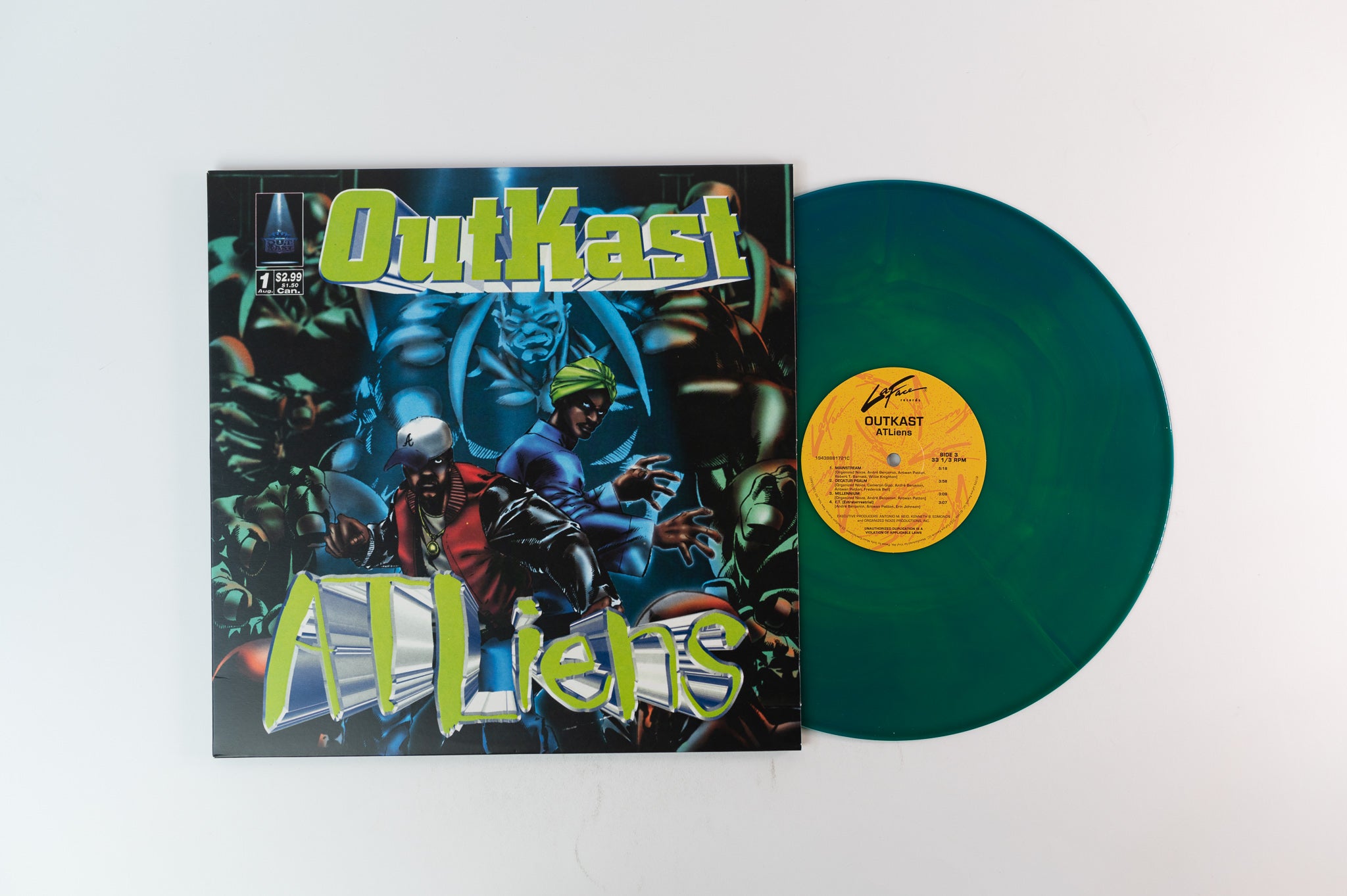 OutKast - ATLiens on Leface Vinyl Me Please Neon Green & Blue Galaxy Vinyl Reissue