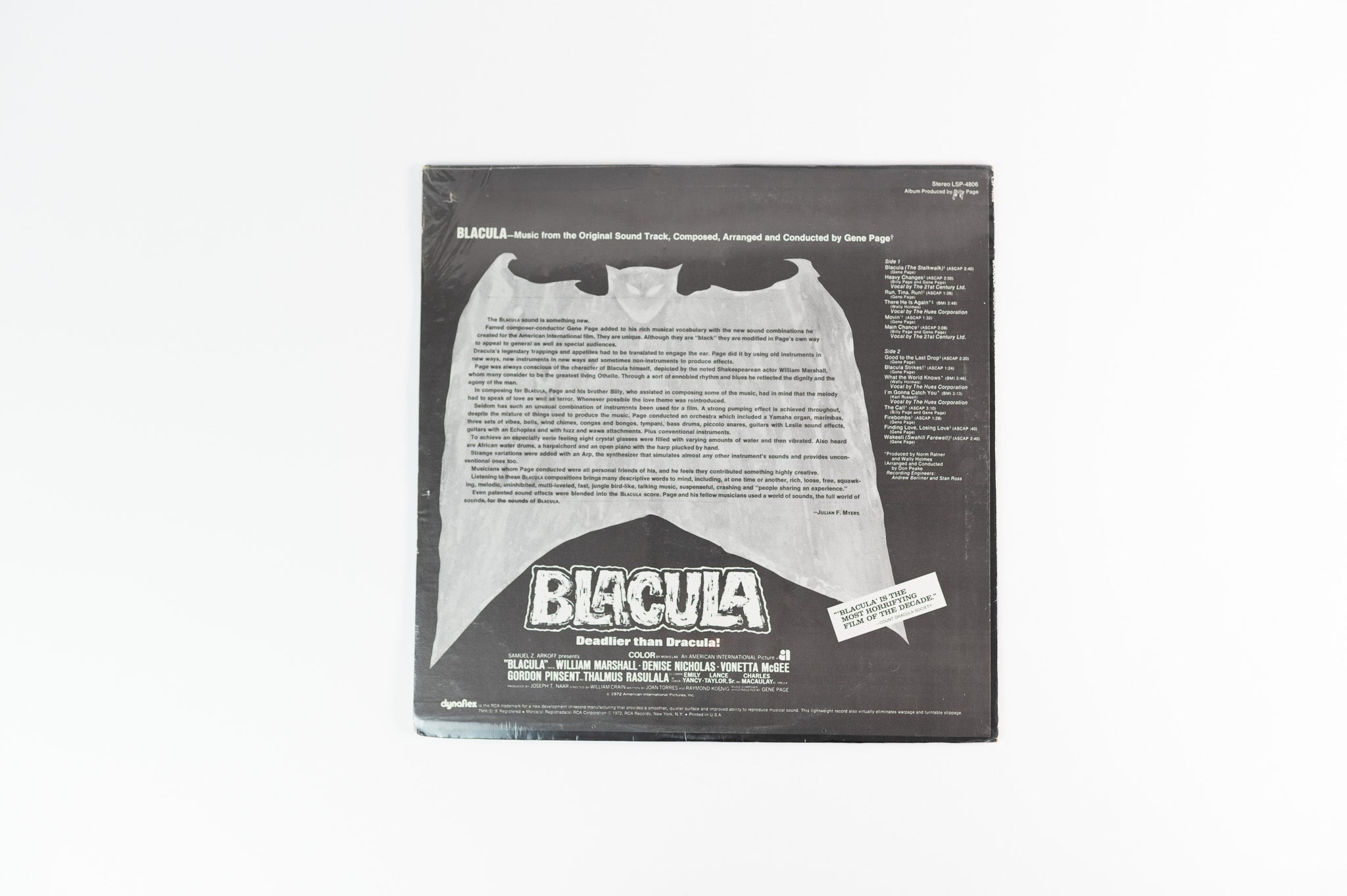 Gene Page - Blacula (Music From The Original Soundtrack) on RCA Sealed
