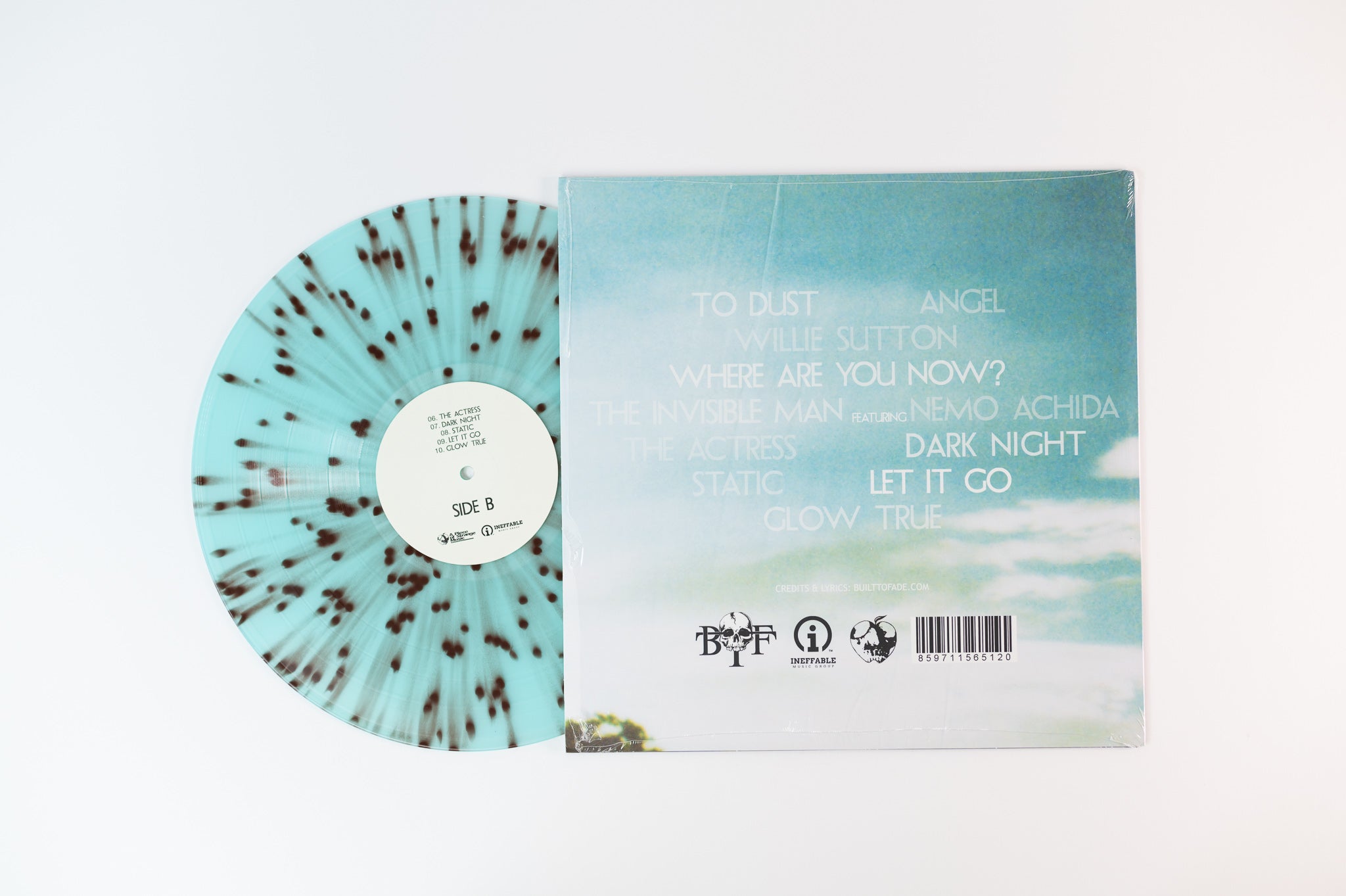 Built To Fade - To Dust on A Piece of Strange  Sky Blue w/ Brown Splatter Vinyl Repress