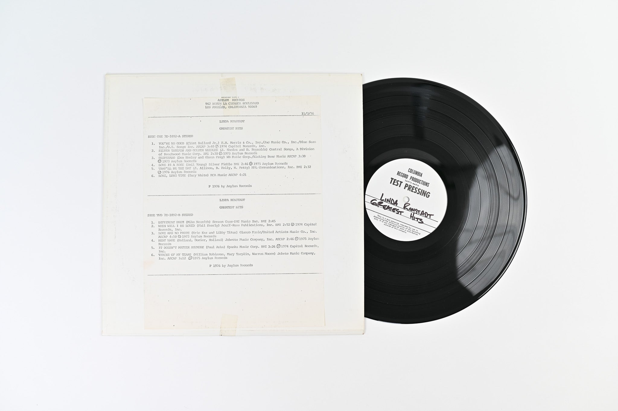 Linda Ronstadt - Greatest Hits Columbia Records Test Pressing