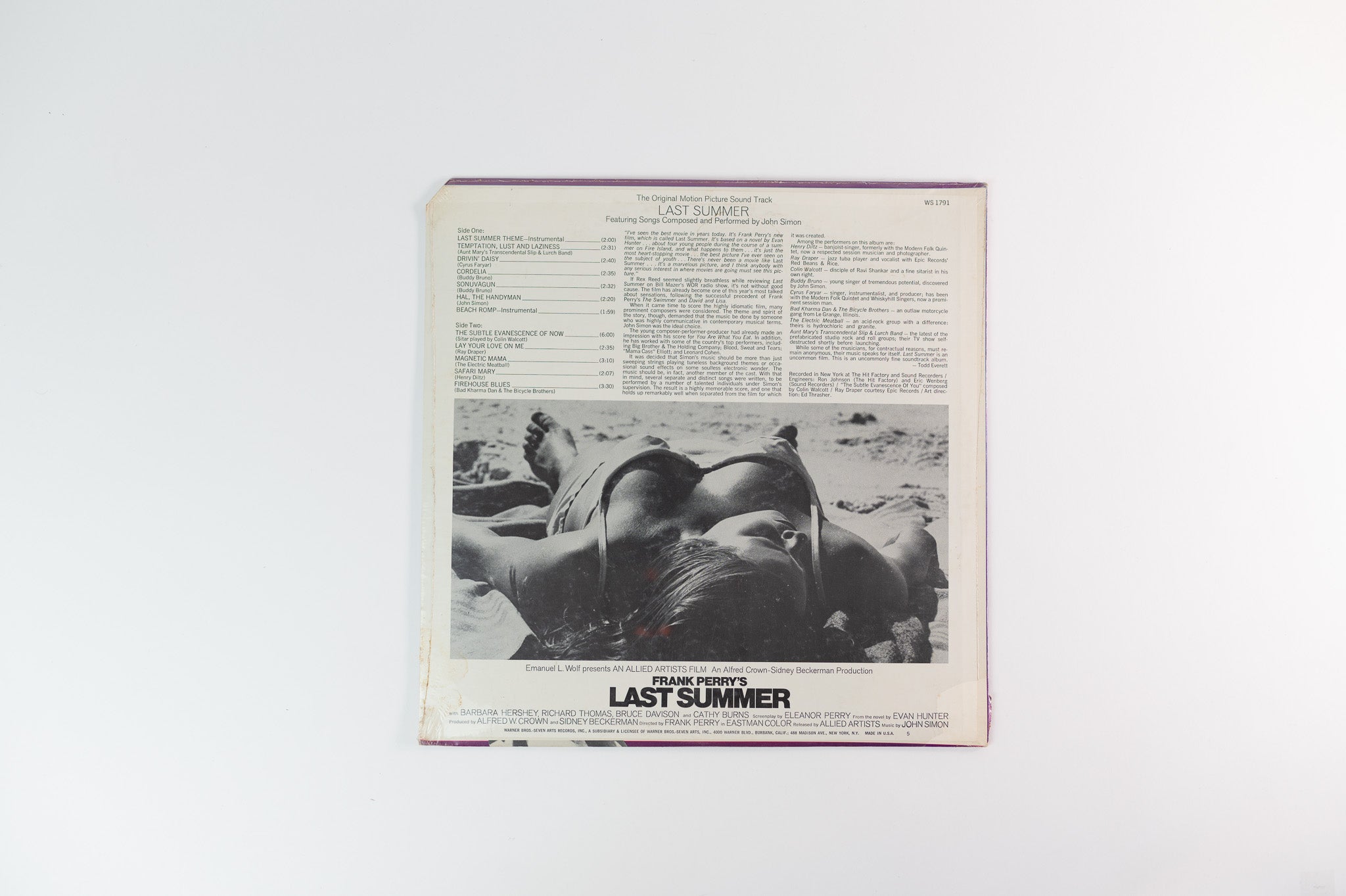 John Simon - Last Summer Original Soundtrack on Warner Bros. Sealed