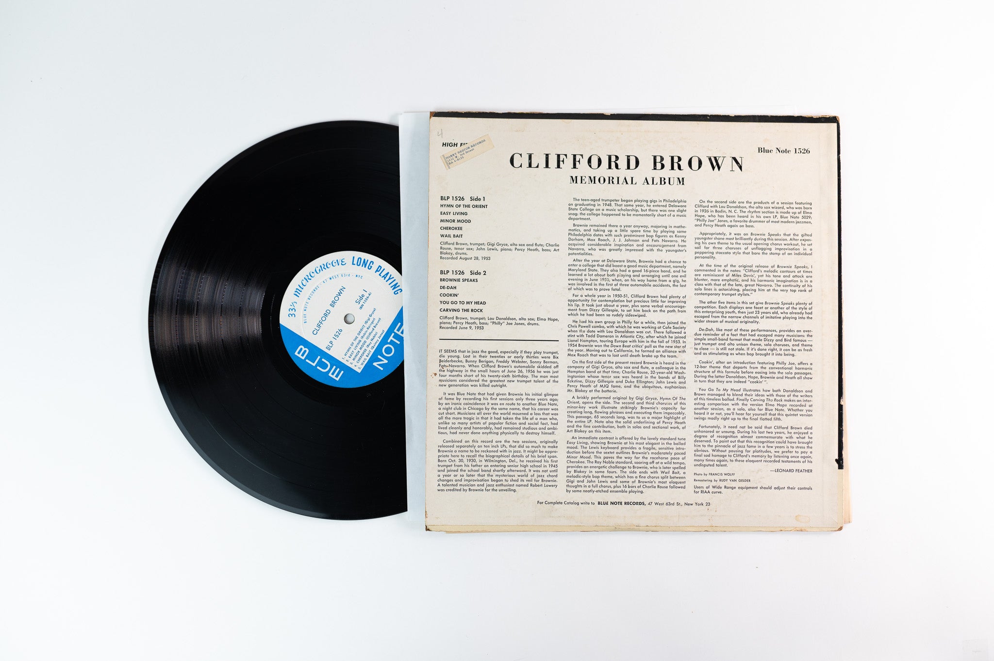 Clifford Brown - Memorial Album on Blue Not 1526 Mono Deep Groove W 63rd & Lexington Labels