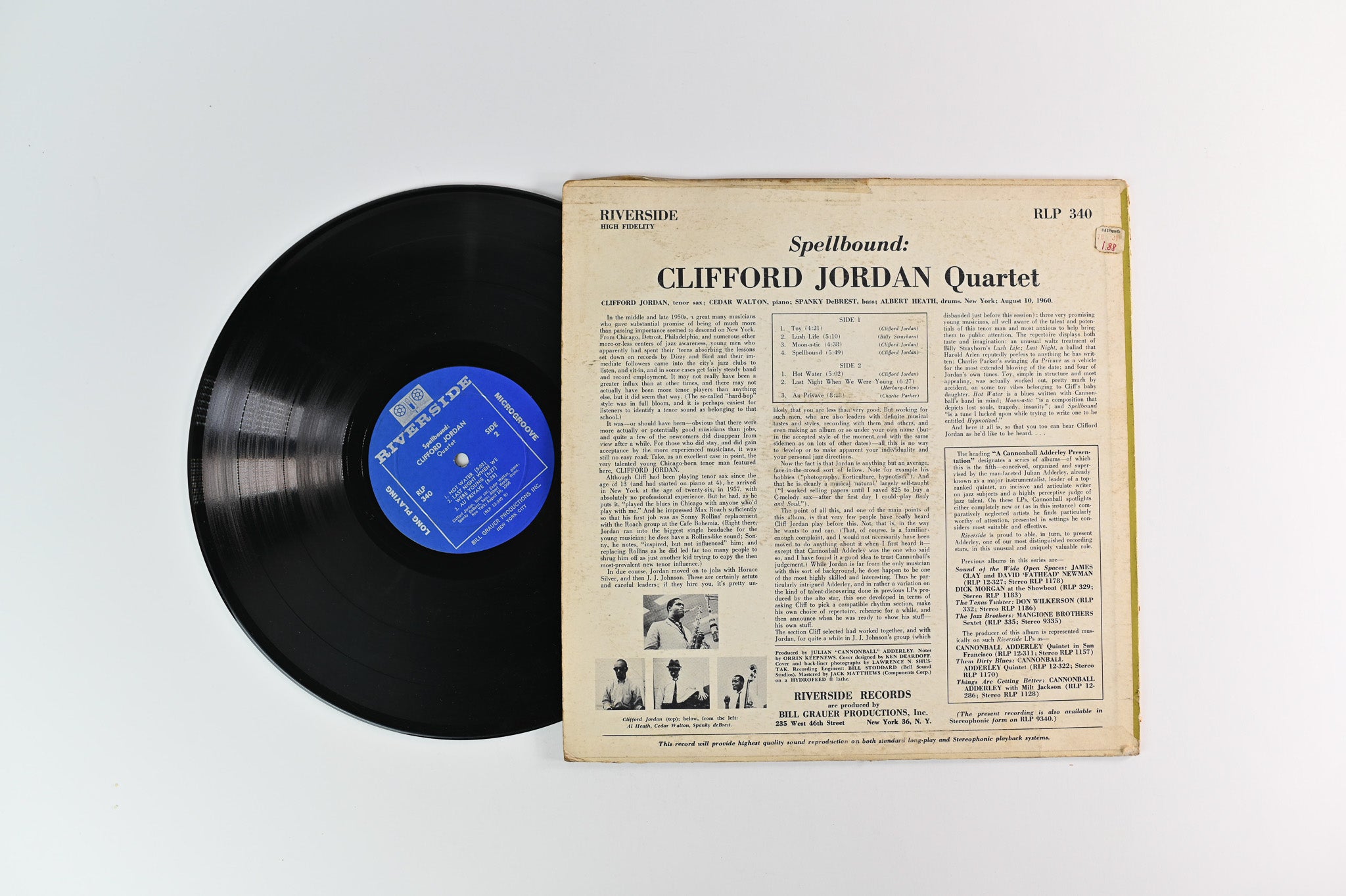Clifford Jordan Quartet - Spellbound on Riverside Mono Deep Groove