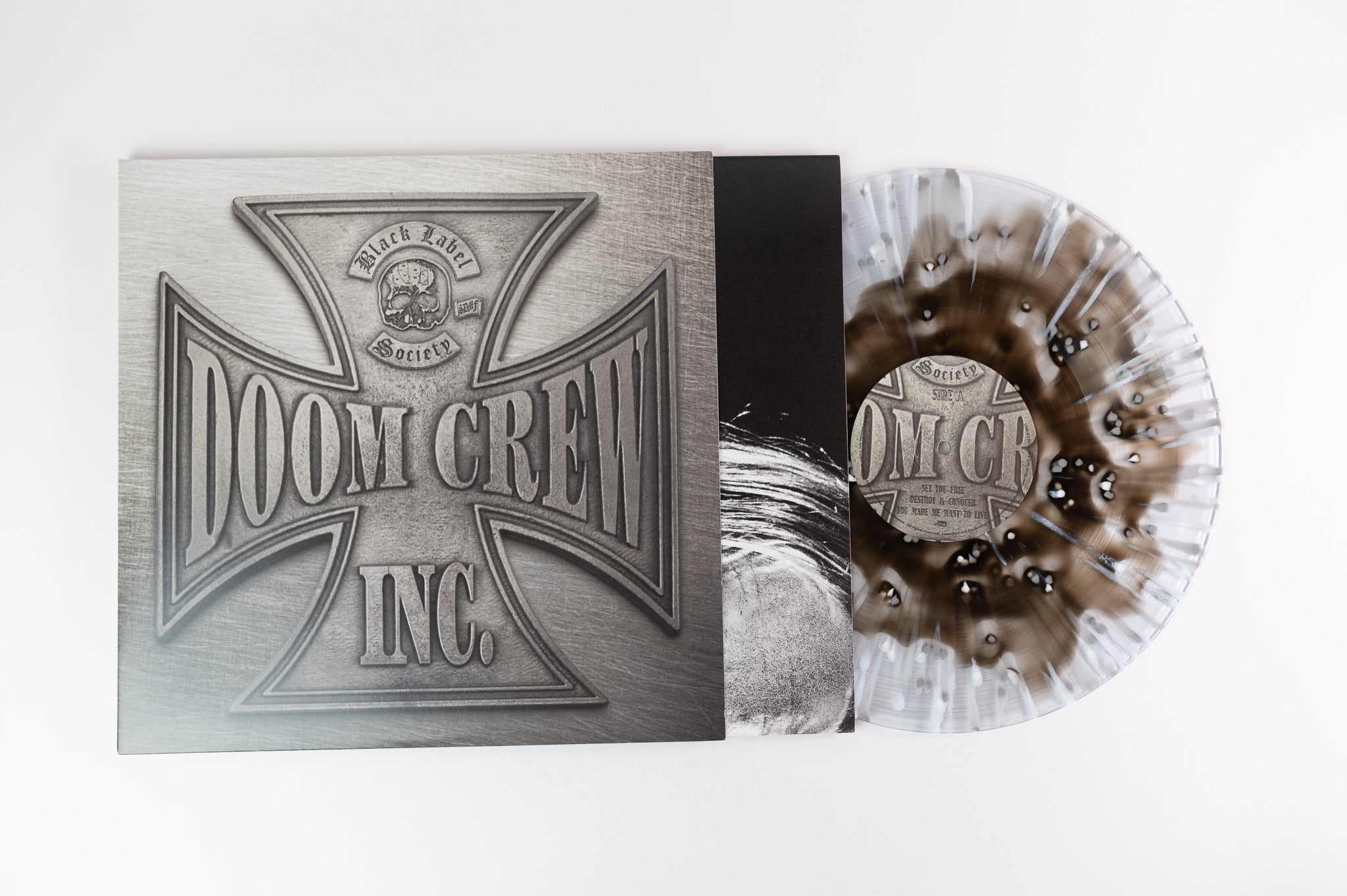 Black Label Society - Doom Crew Inc. on eONE - Clear & Black Ice w/ Grey & White Splatter Vinyl