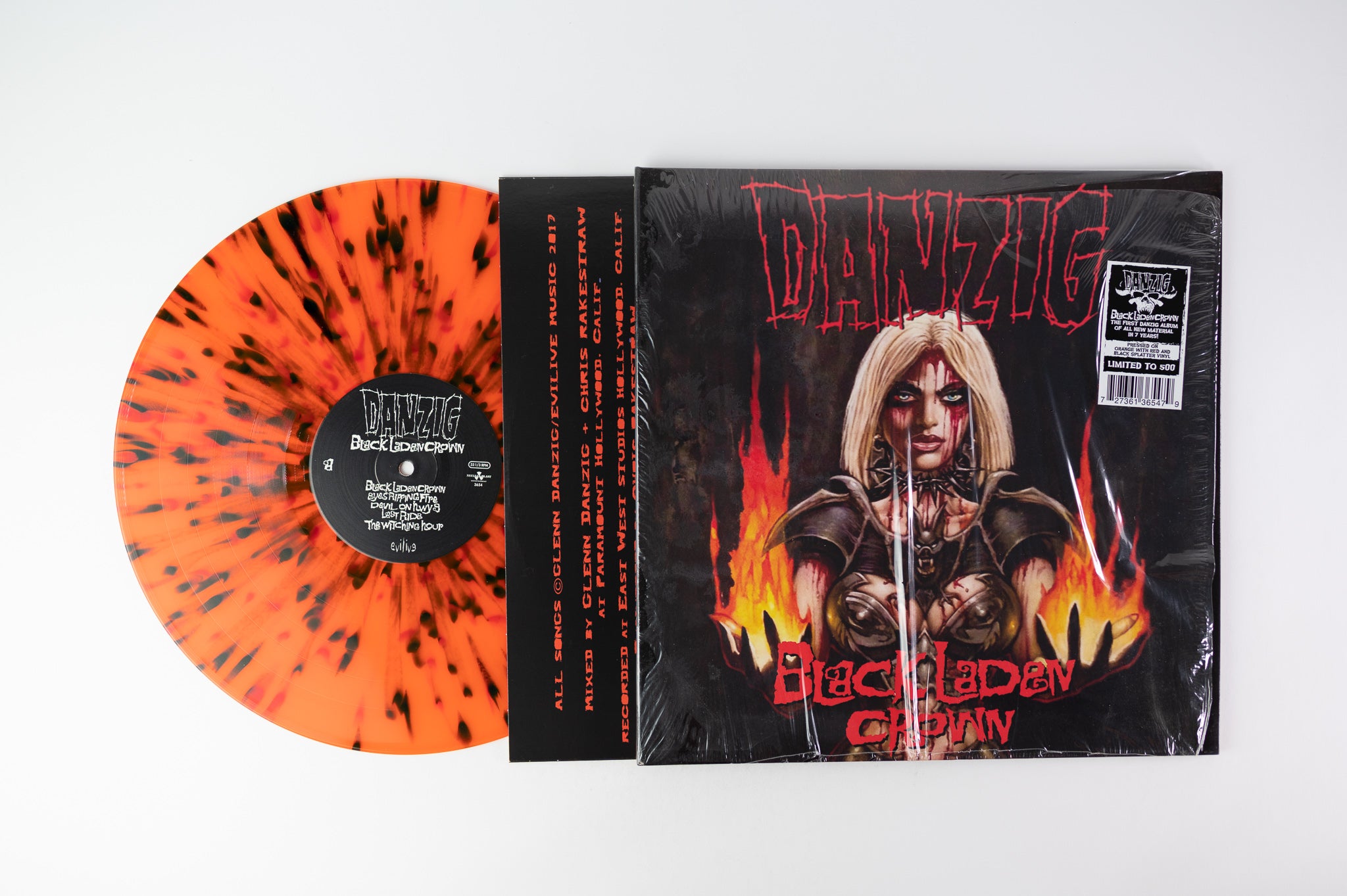 Danzig - Black Laden Crown on Nuclear Blast Limited Orange With Red and Black Splatter