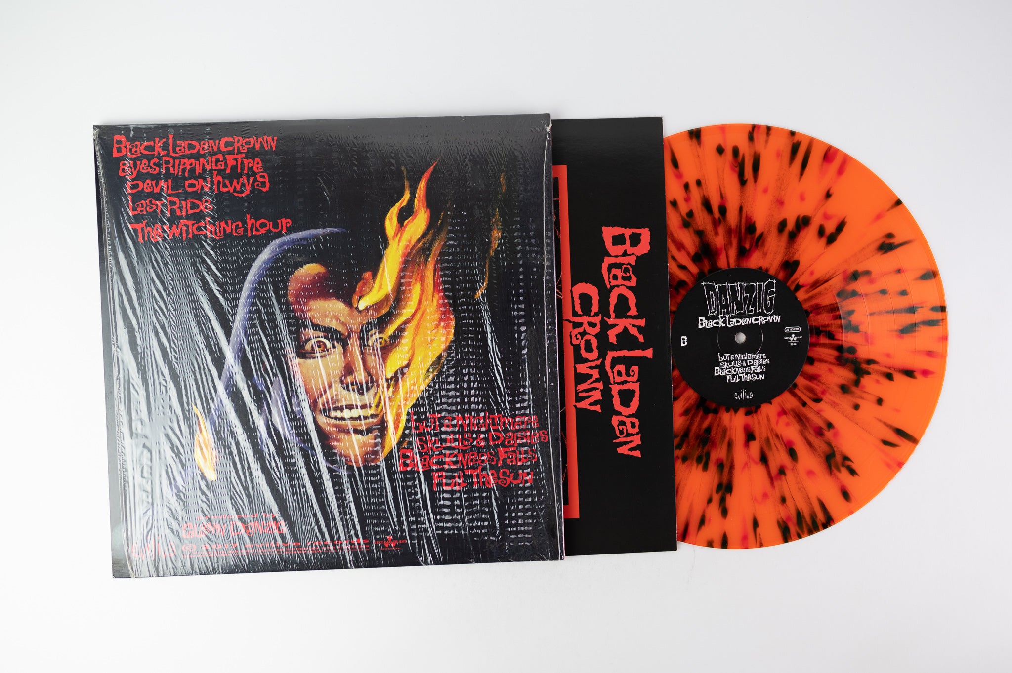 Danzig - Black Laden Crown on Nuclear Blast Limited Orange With Red and Black Splatter