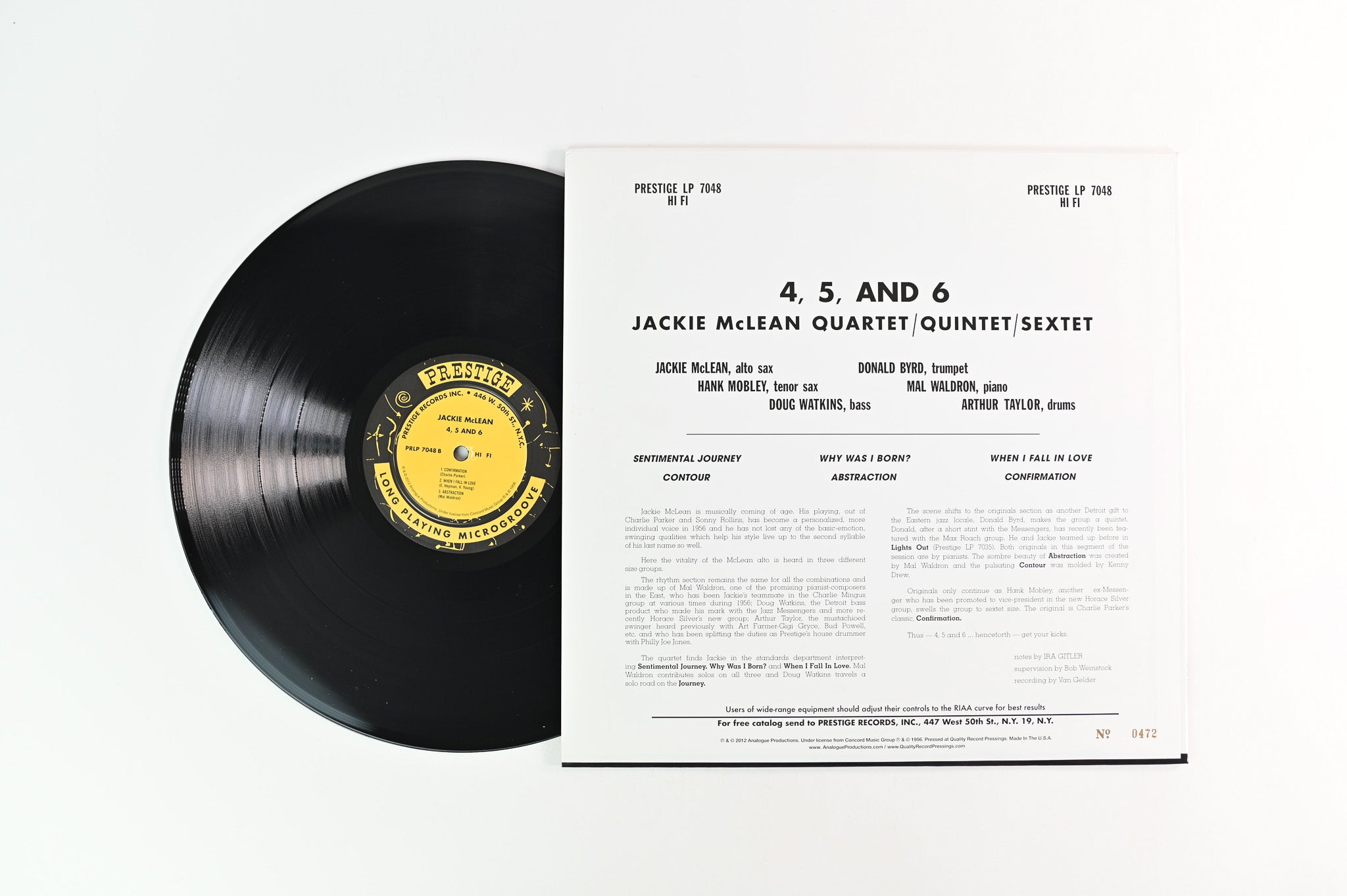 Jackie McLean - 4, 5 And 6 on Prestige Analogue Productions 200 Gram Reissue