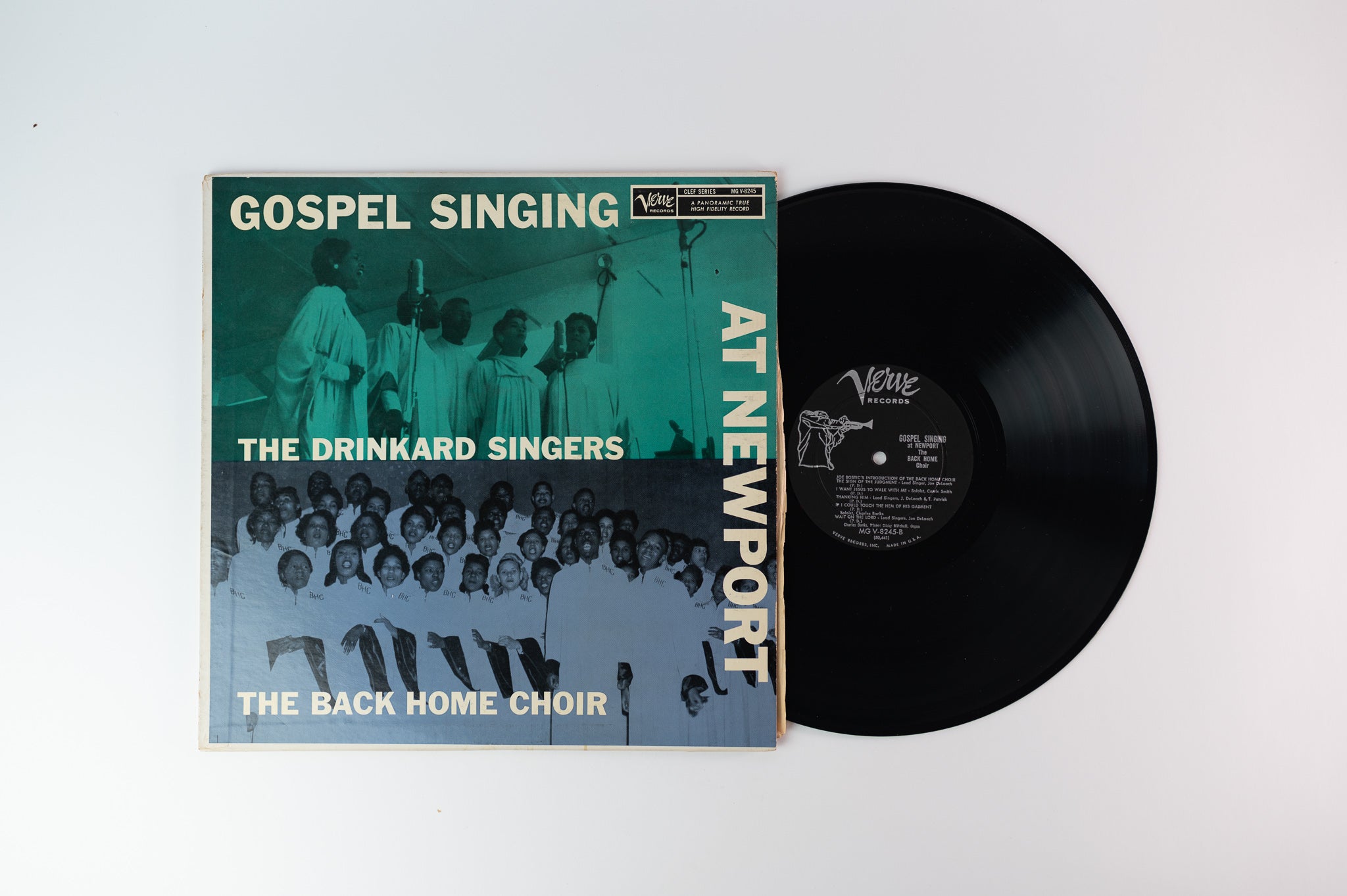 The Drinkard Singers Back Home Choir - Gospel Singing At Newport on Verve Mono Deep Groove Trumpeter Logo