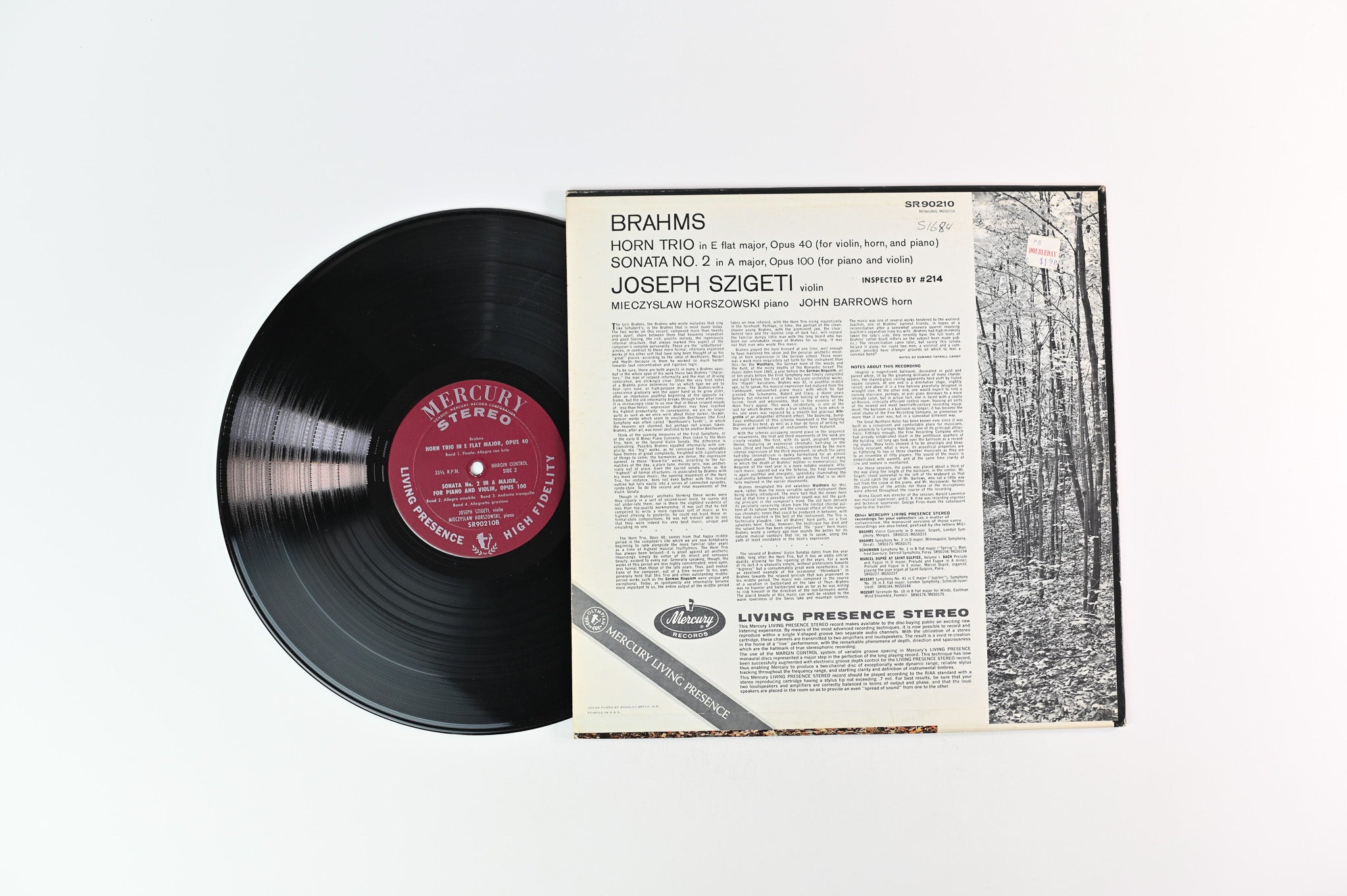 Joseph Szigeti - Brahms Horn Trio In E Flat Major, For Violin, Horn And Piano on Mercury SR90210 Stereo