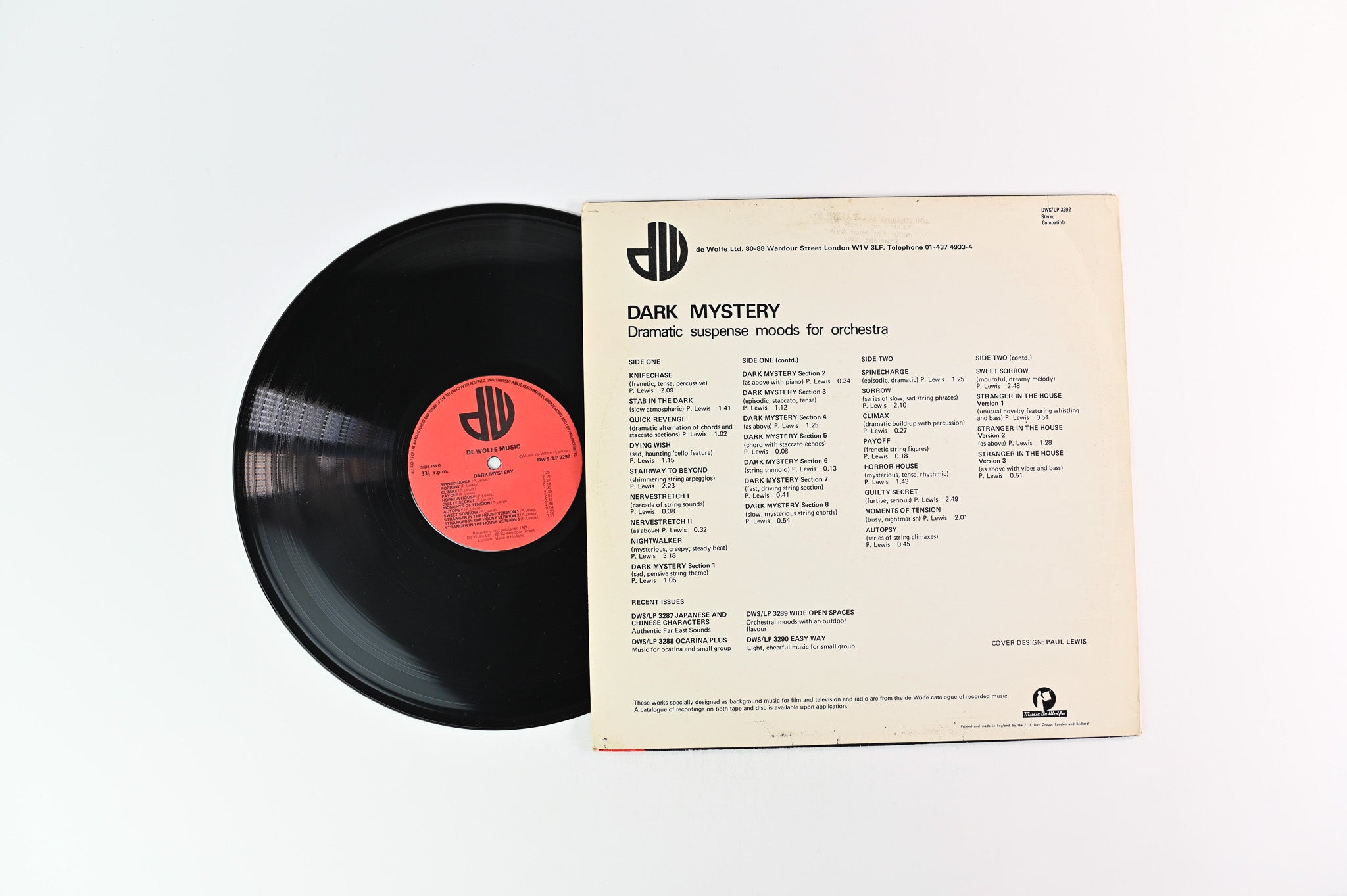 Paul Lewis - Dark Mystery on Music De Wolfe Library LP