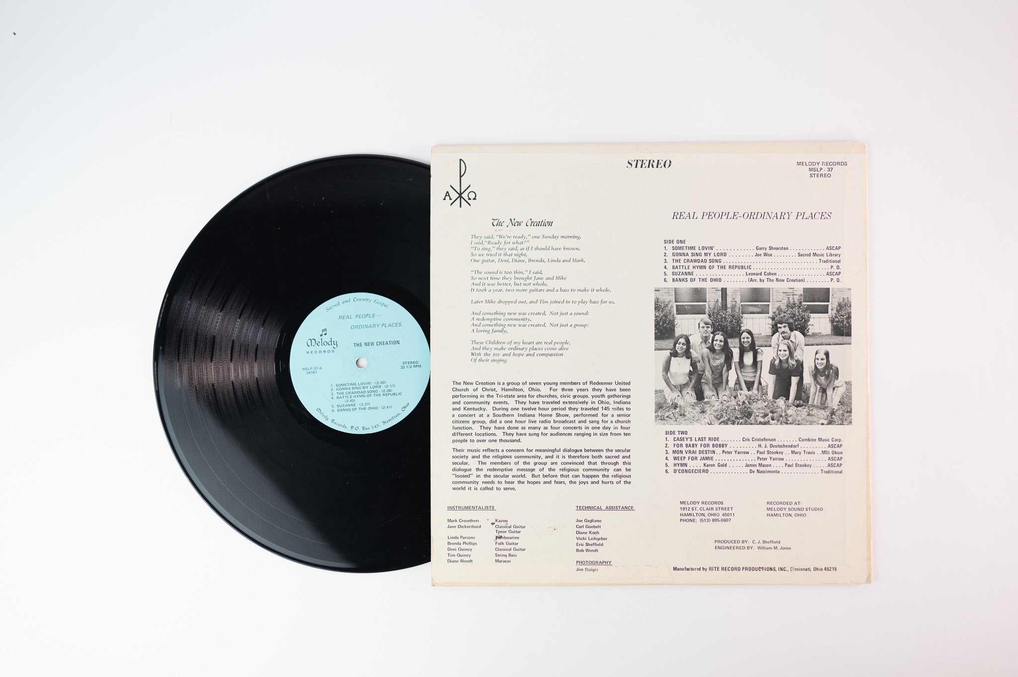 The New Creation - Real People - Ordinary Places on Melody Records - Private press