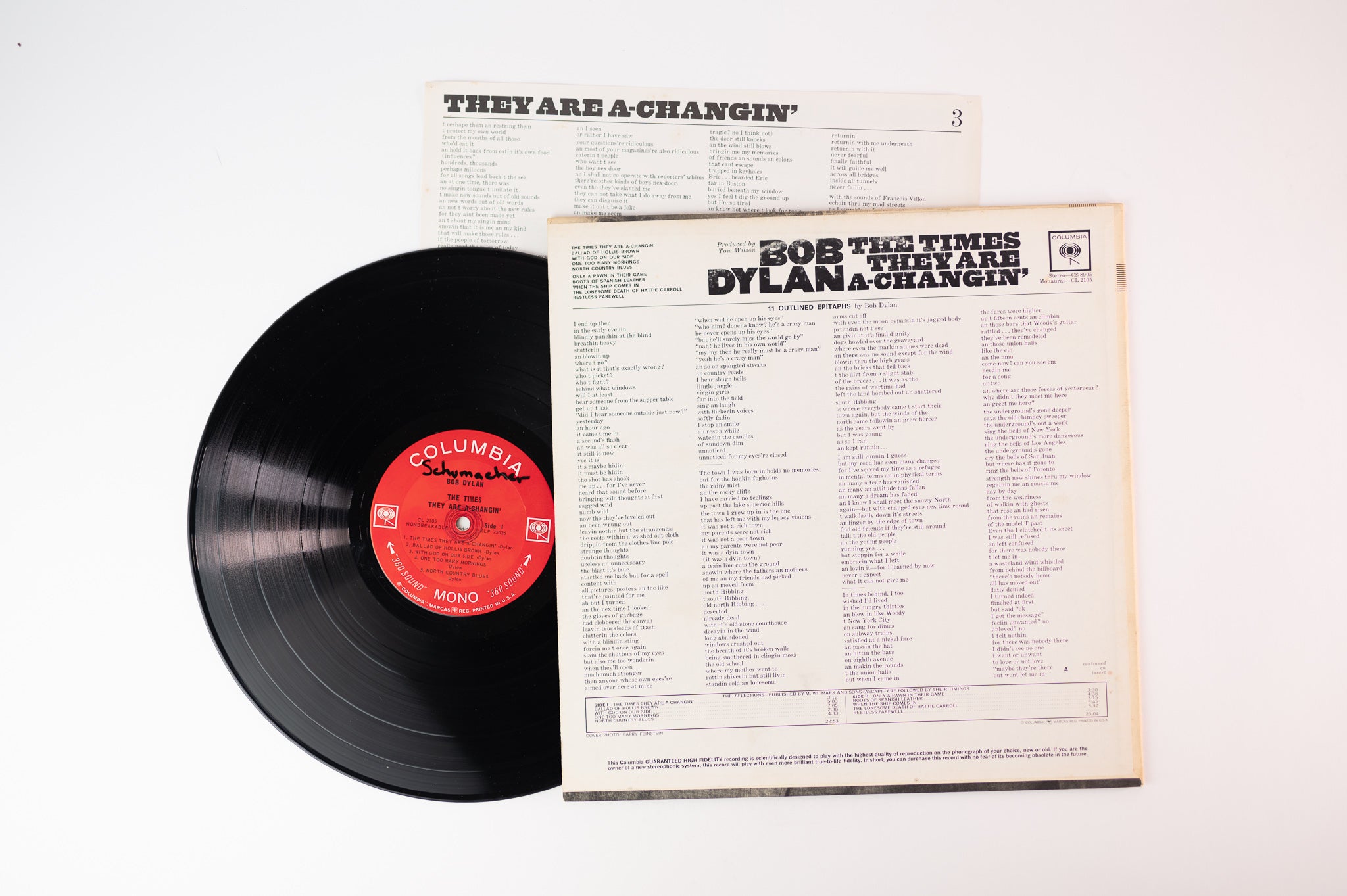 Bob Dylan - The Times They Are A-Changin' on Columbia - Mono 2-eye Pressing