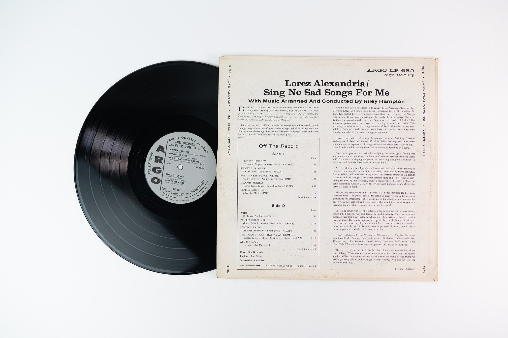 Lorez Alexandria - Sing No Sad Songs For Me on Argo Mono Deep Groove