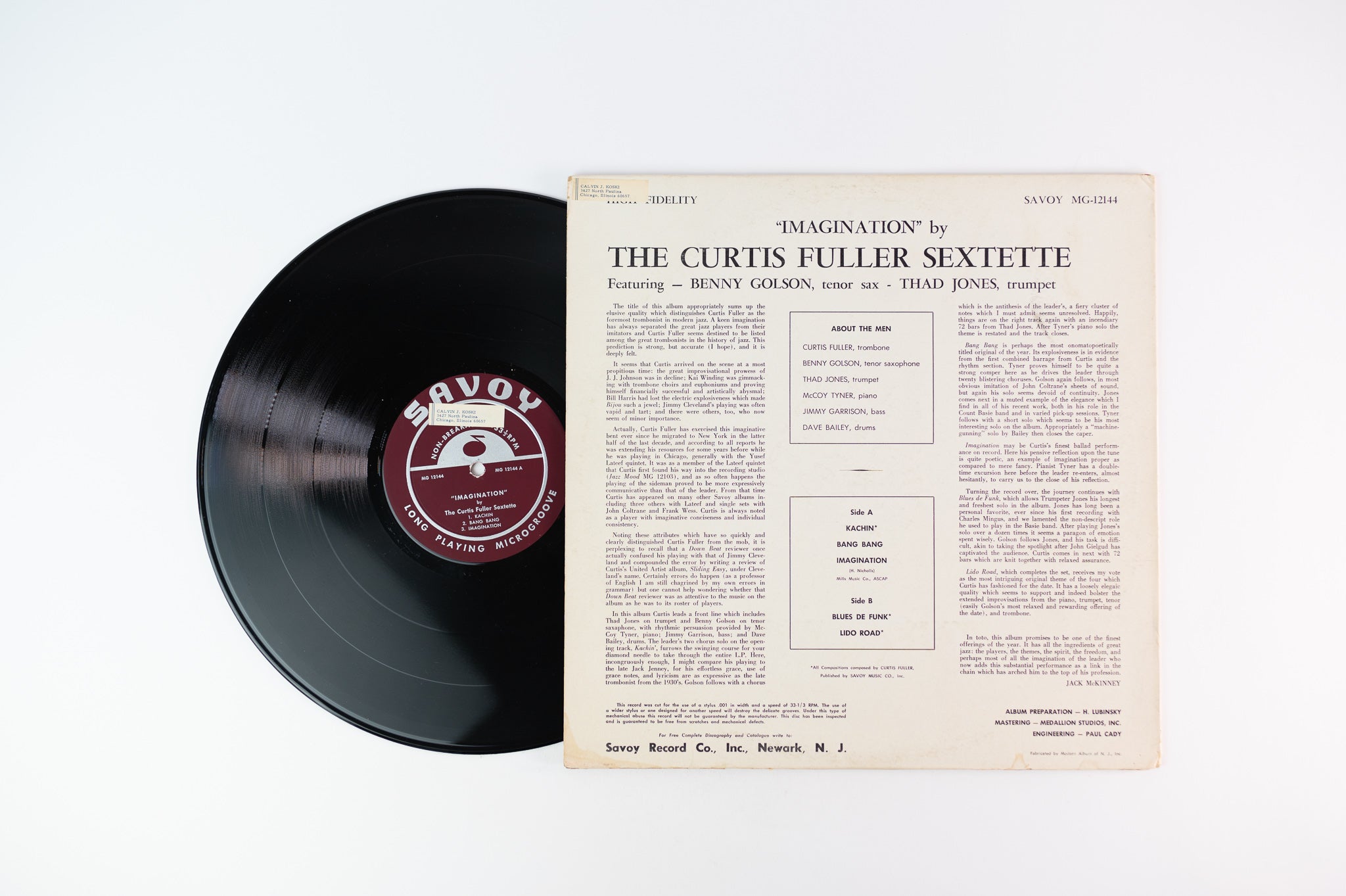 The Curtis Fuller Sextet - Imagination on Savoy Mono Deep Groove
