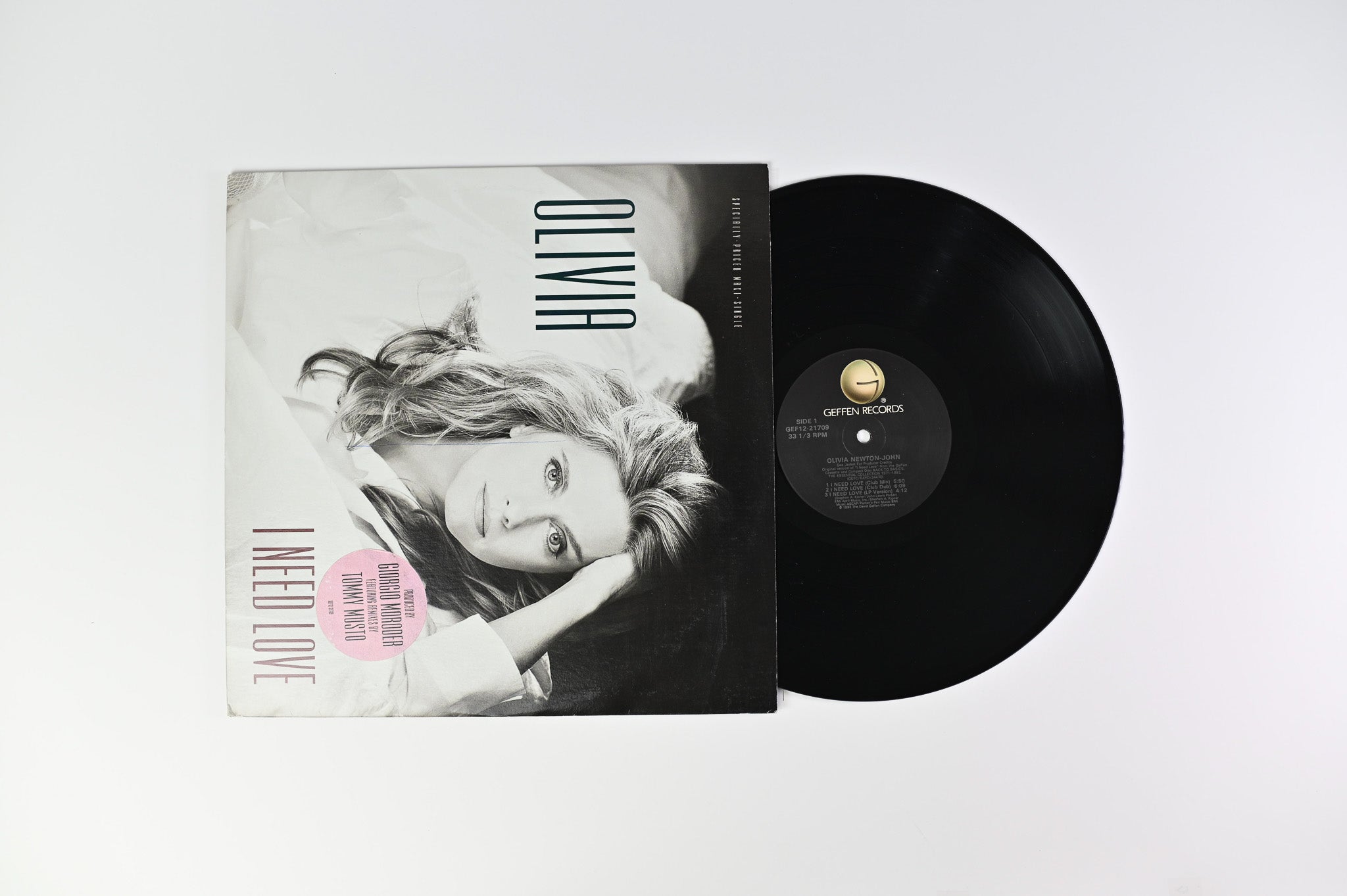 Olivia Newton-John - I Need Love on Geffen 12"