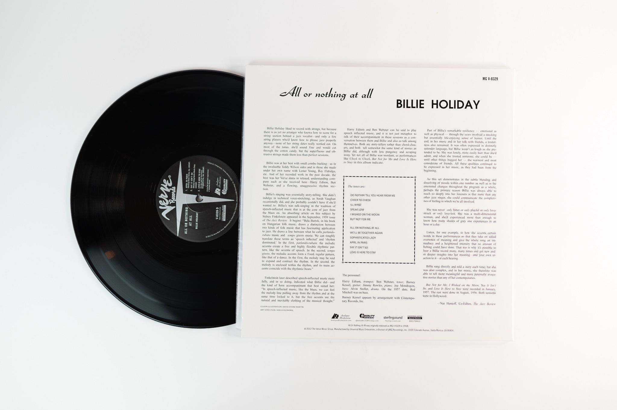 Billie Holiday - All Or Nothing At All on Verve Analogue Productions Reissue