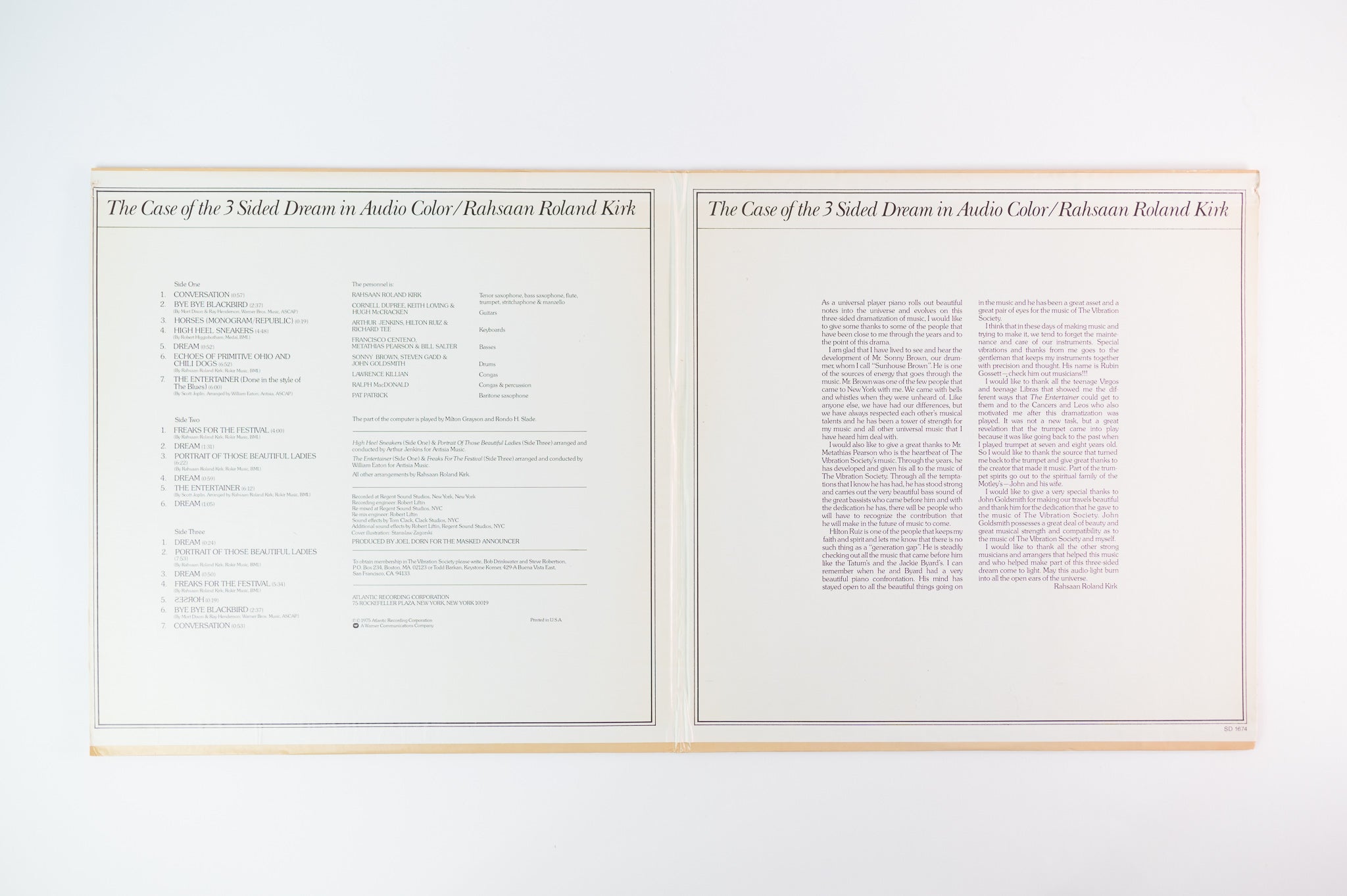Roland Kirk - The Case Of The 3 Sided Dream In Audio Color on Atlantic