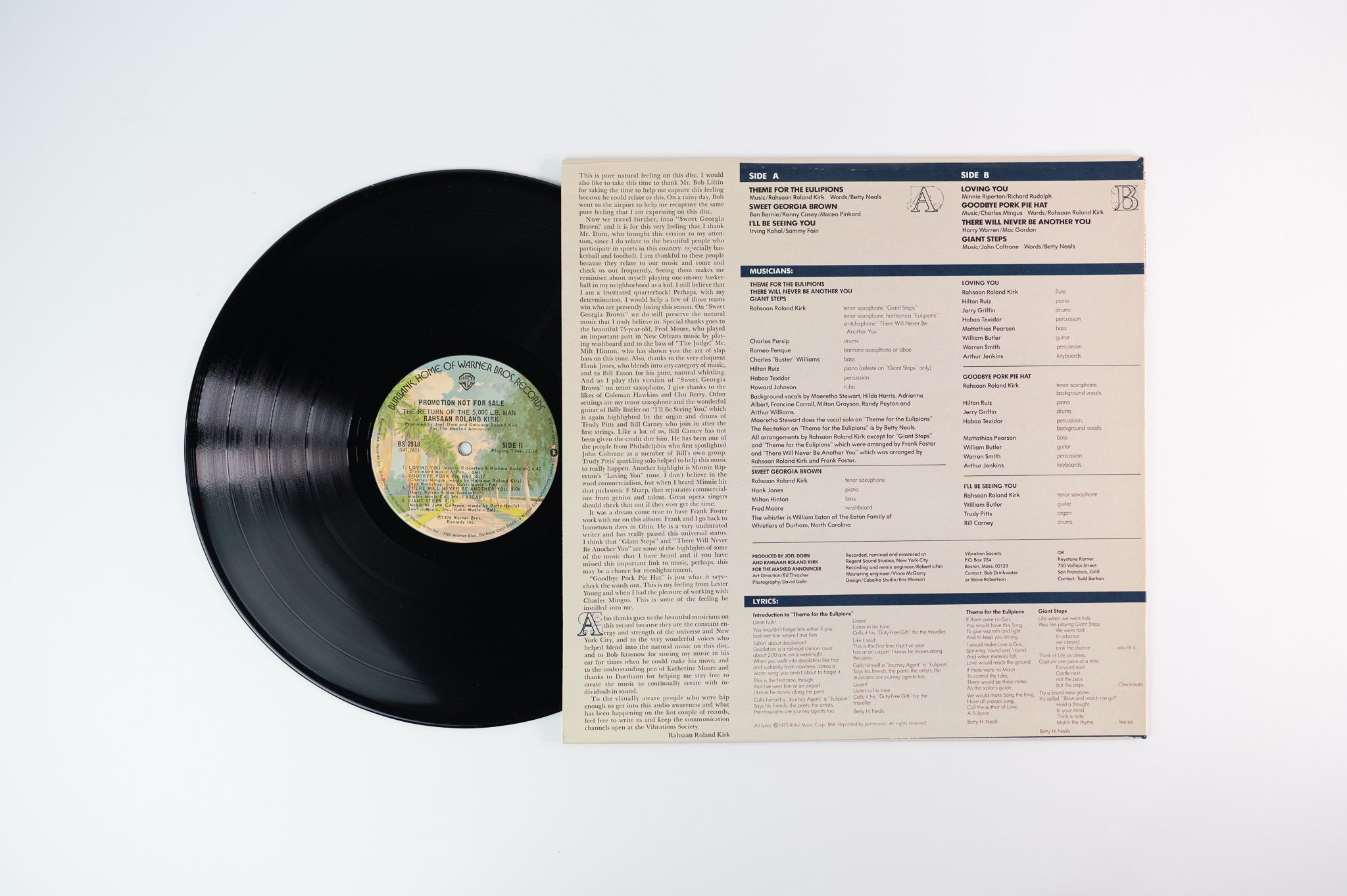 Roland Kirk - The Return Of The 5000 Lb. Man on Warner Bros. Promo