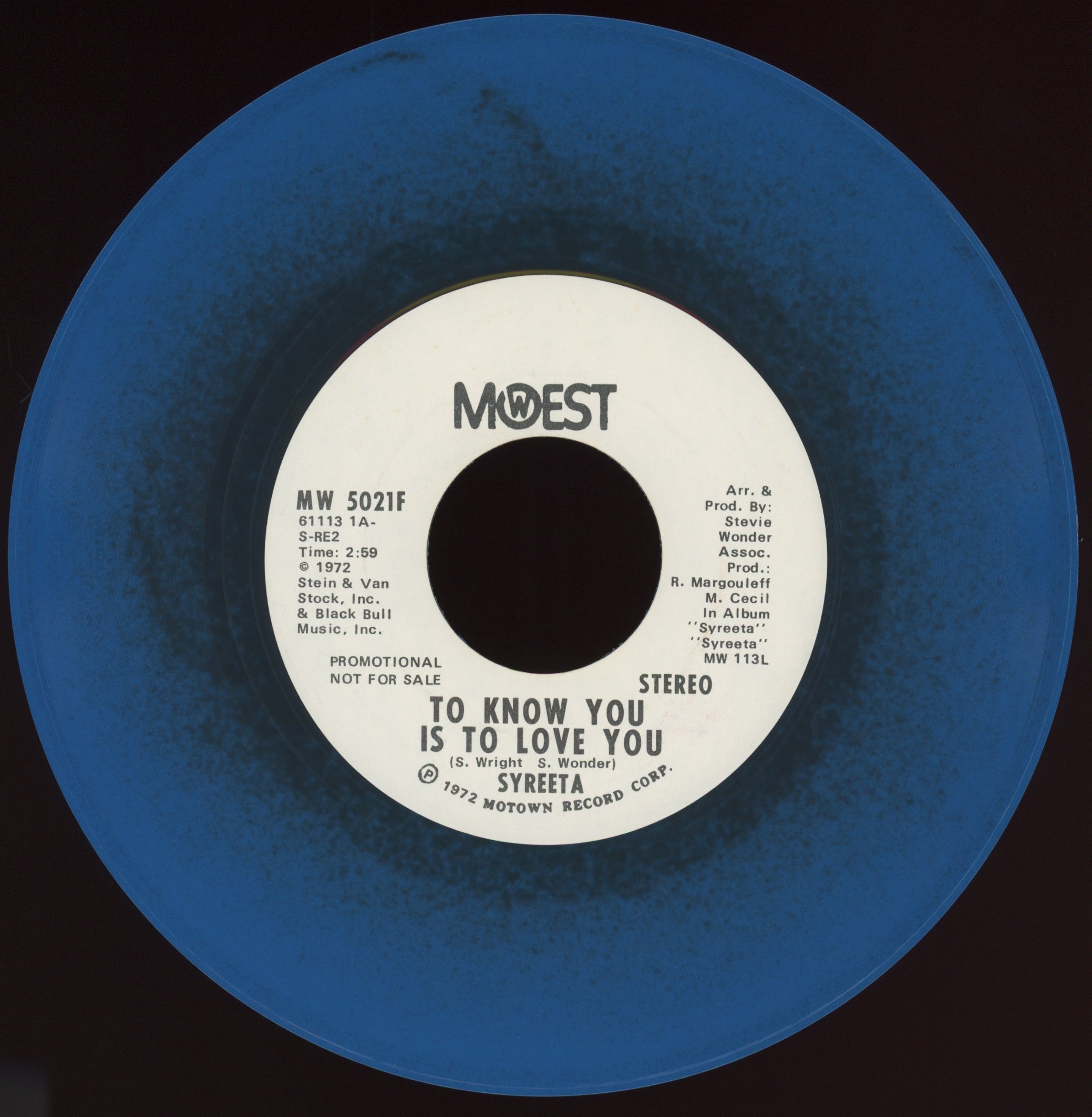 Syreeta - To Know You Is To Love You on Mowest Blue Vinyl Promo