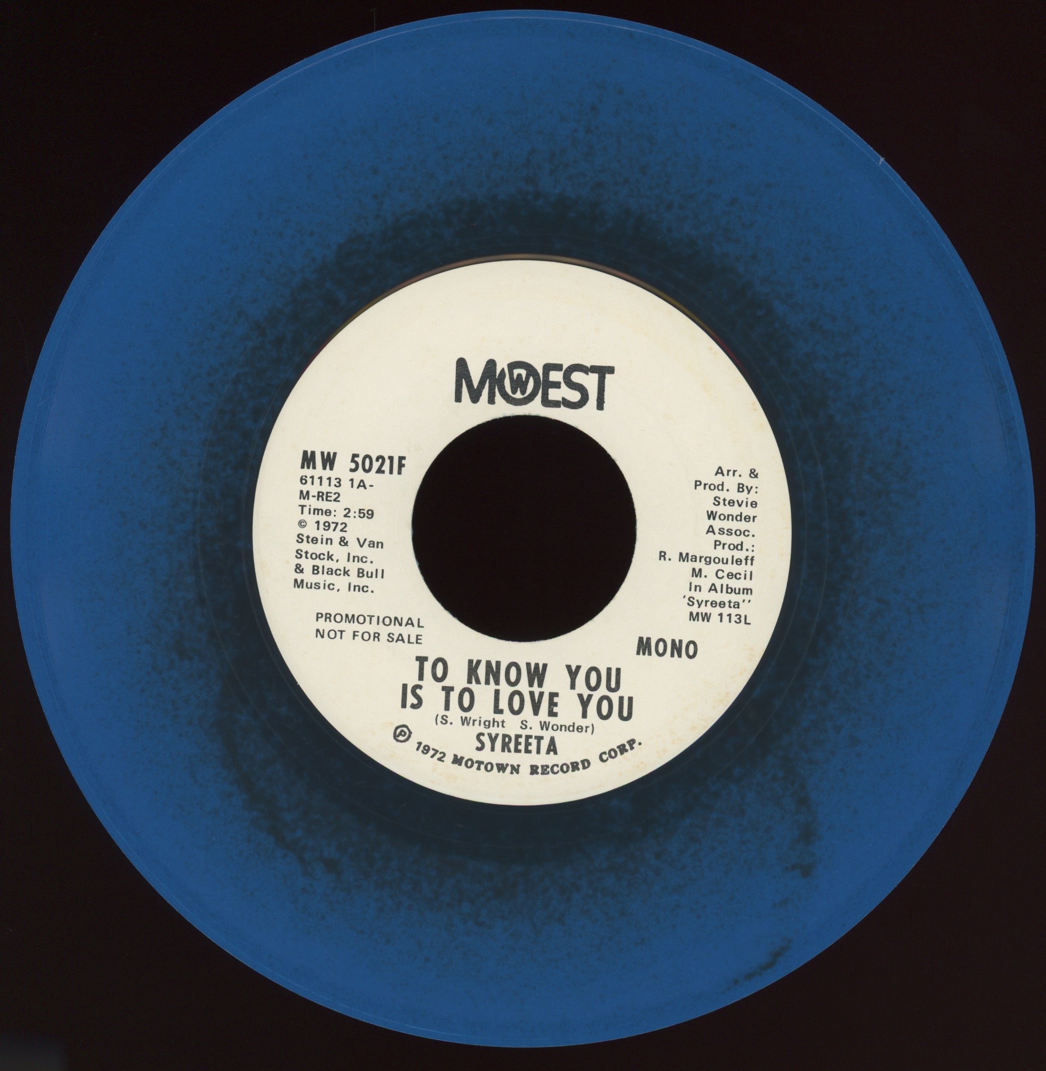 Syreeta - To Know You Is To Love You on Mowest Blue Vinyl Promo