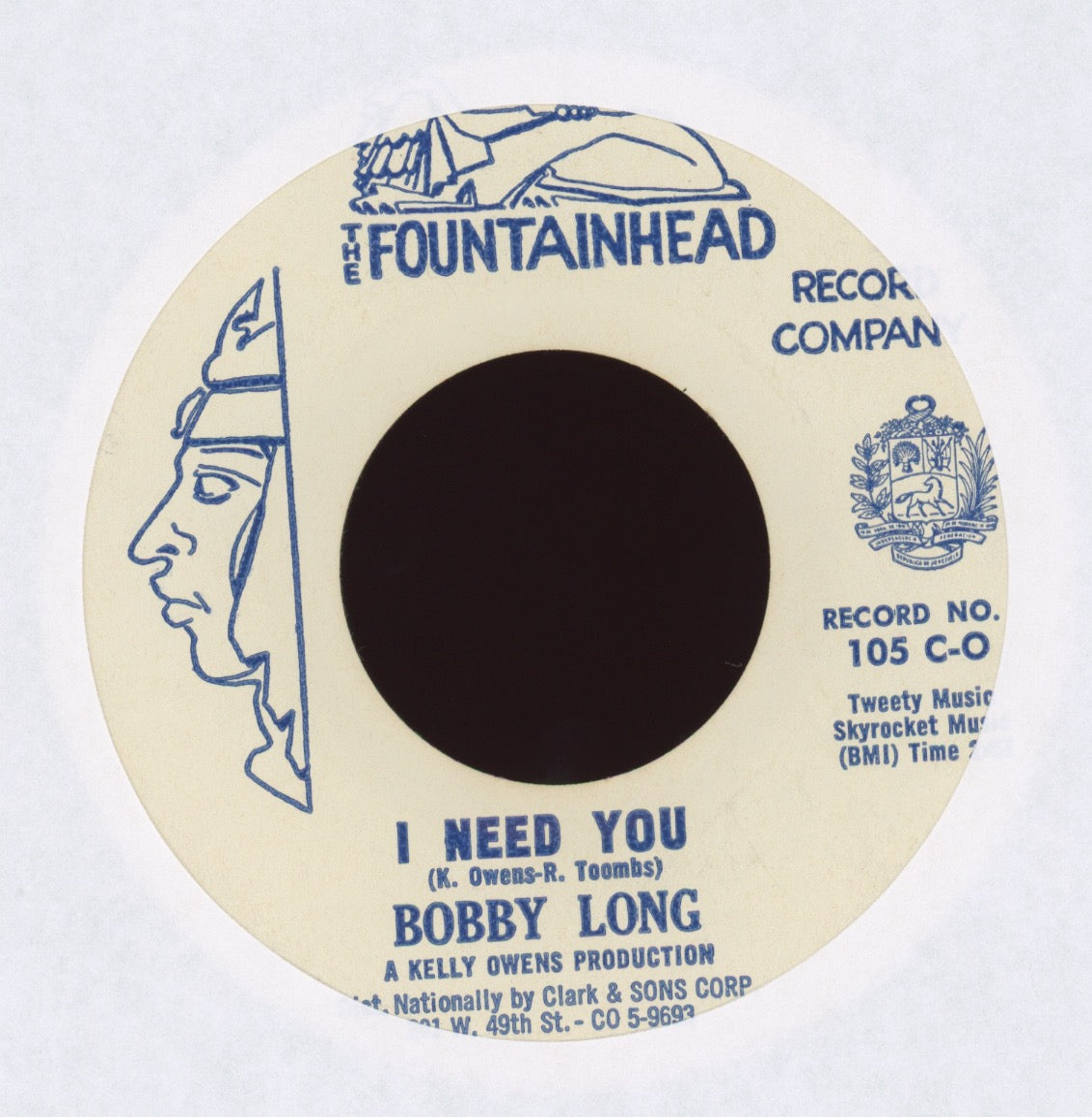 Bobby Long  - Jersey City / I Need You on Fountainhead
