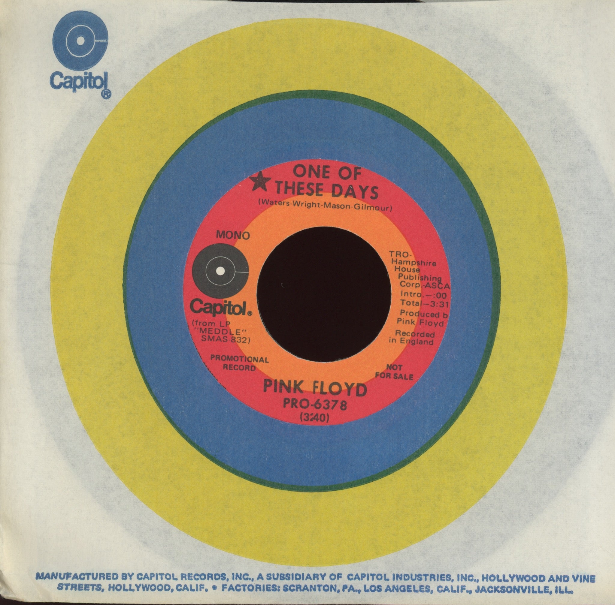 Pink Floyd - One Of These Days on Capitol Promo