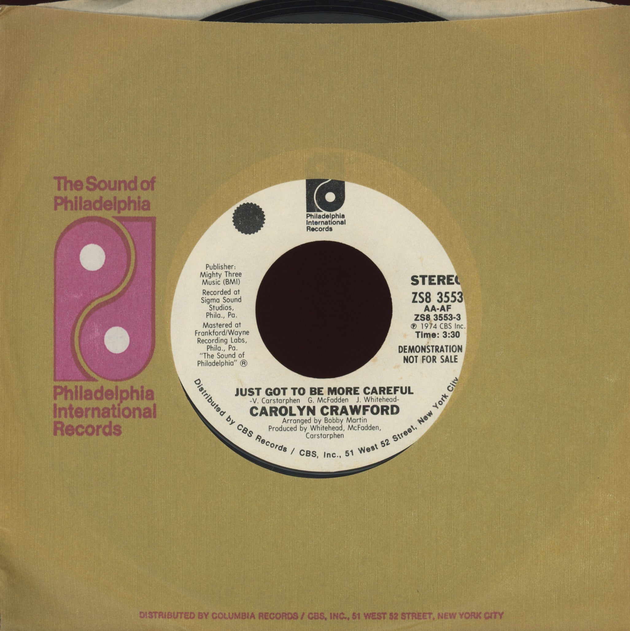 Caroline Crawford - Just Got To Be More Careful on Philadelphia International Promo