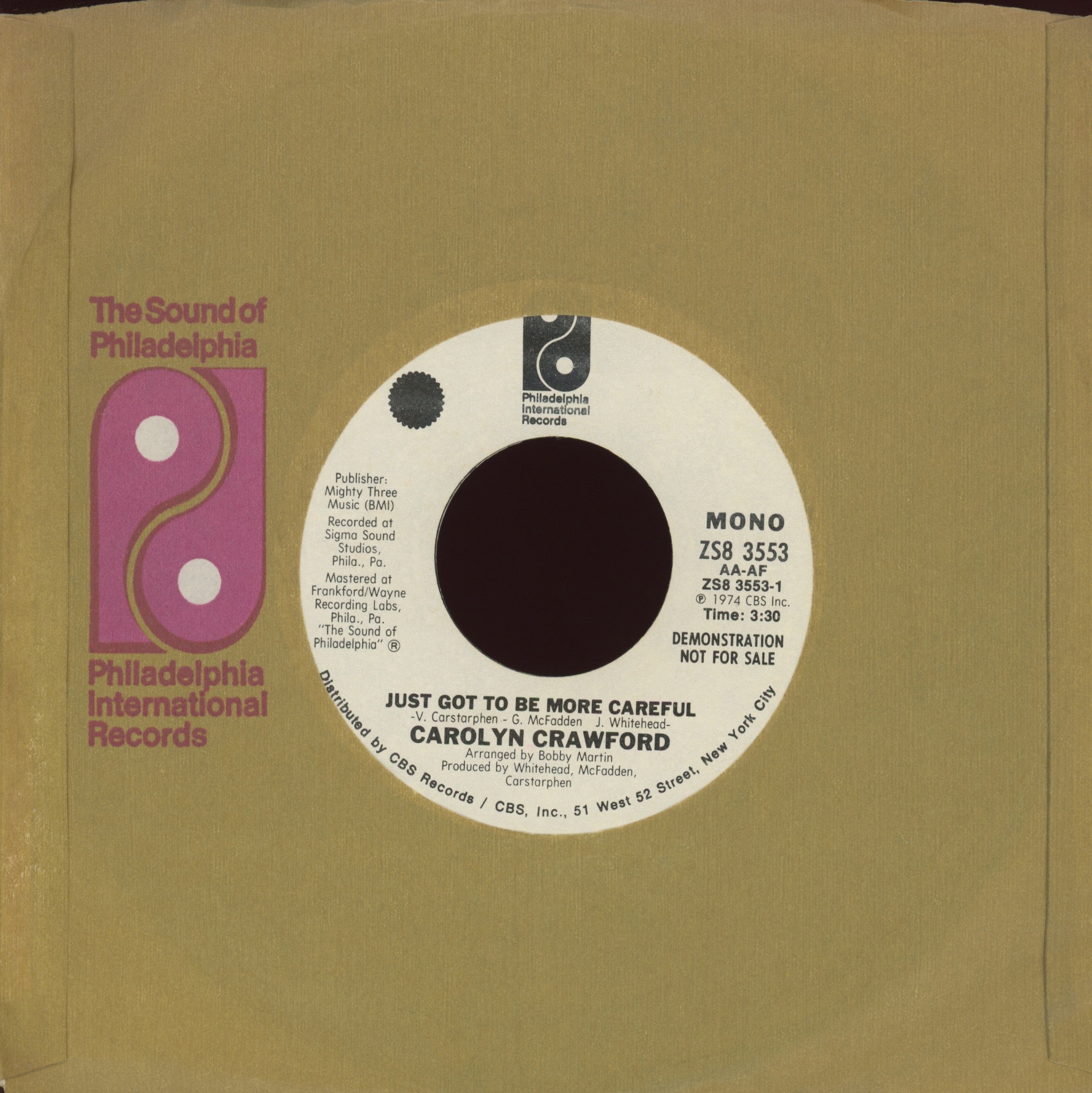 Caroline Crawford - Just Got To Be More Careful on Philadelphia International Promo