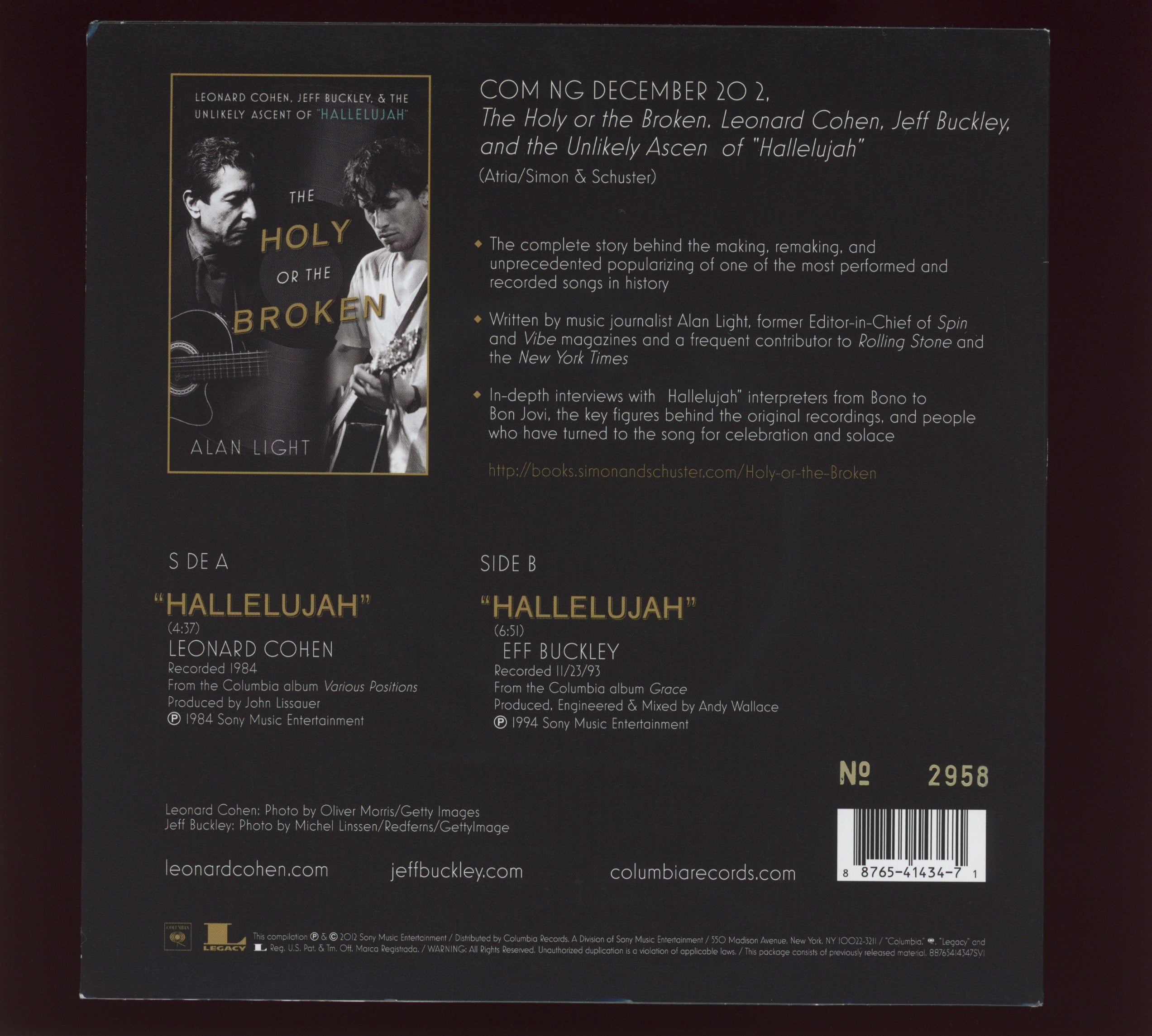 Leonard Cohen - Hallelujah on Columbia Limited Numbered