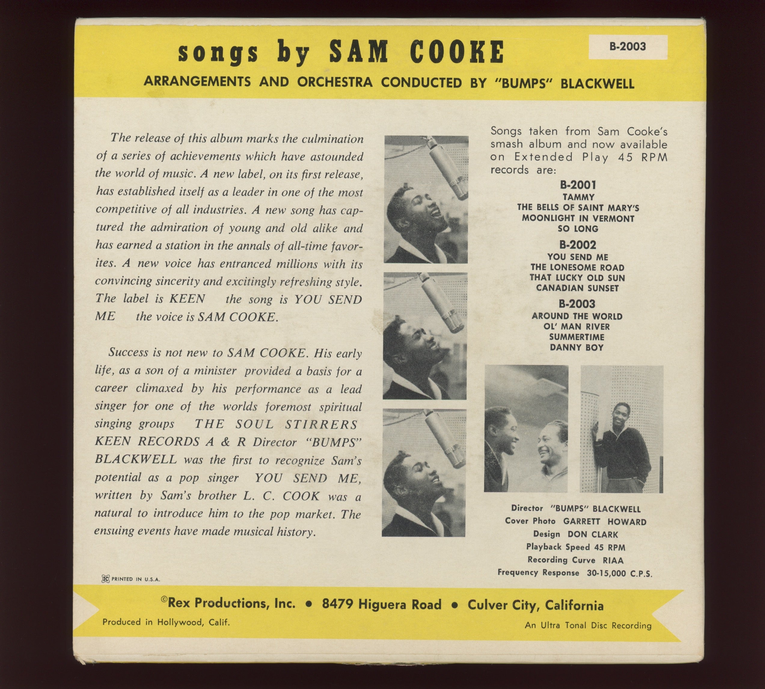 Sam Cooke - Songs By Sam Cooke Vol. 3 on Keen EP