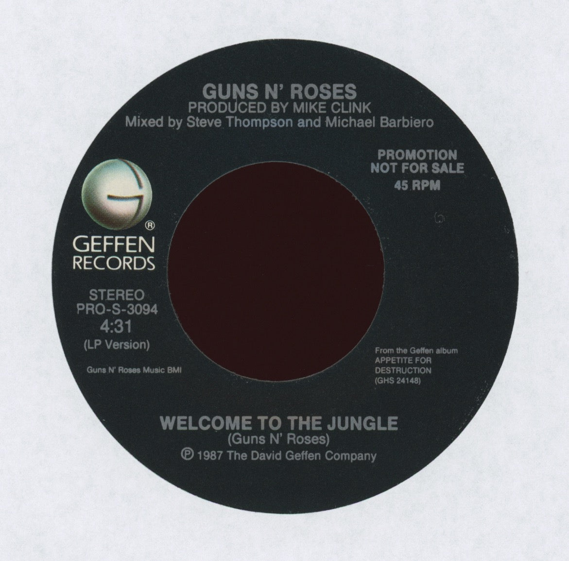 Guns N' Roses - Welcome To The Jungle on Geffen Promo