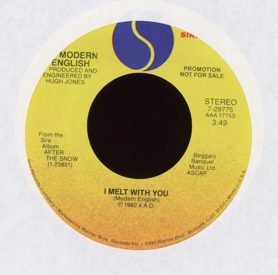 Modern English - I Melt With You on Sire Promo