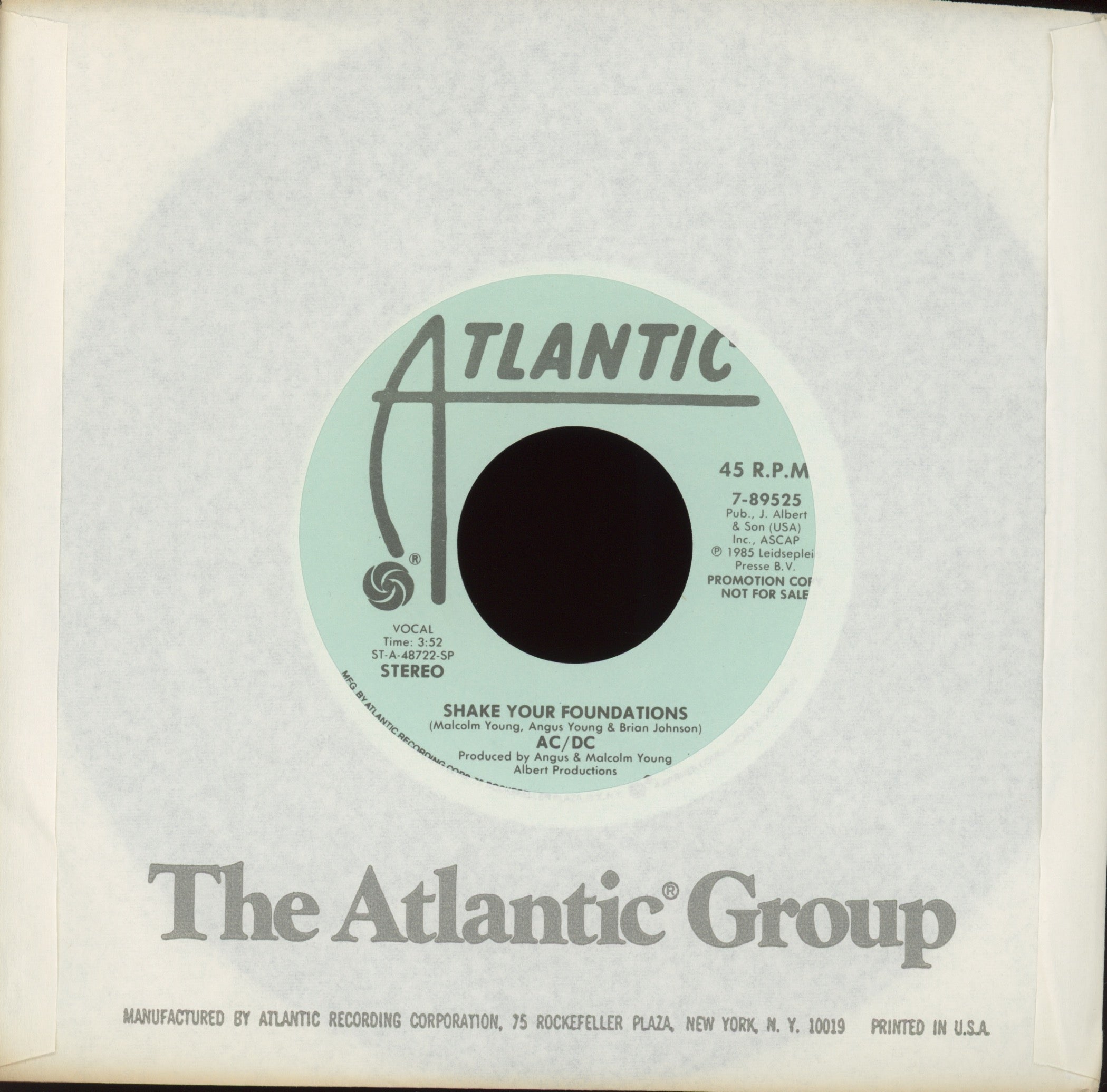 AC/DC - Shake Your Foundations on Atlantic Promo