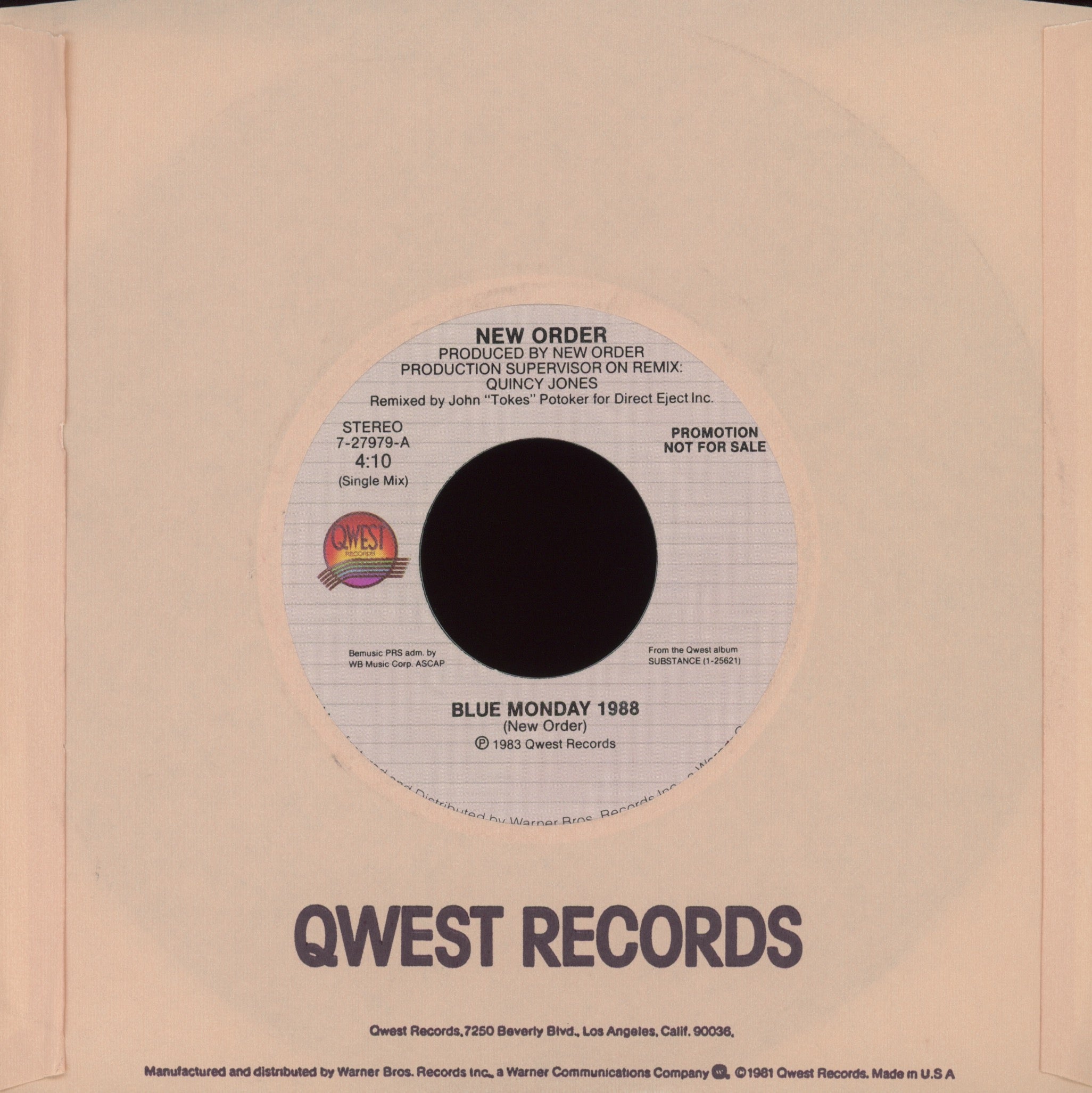 New Order - Blue Monday 1988 on Qwest Promo